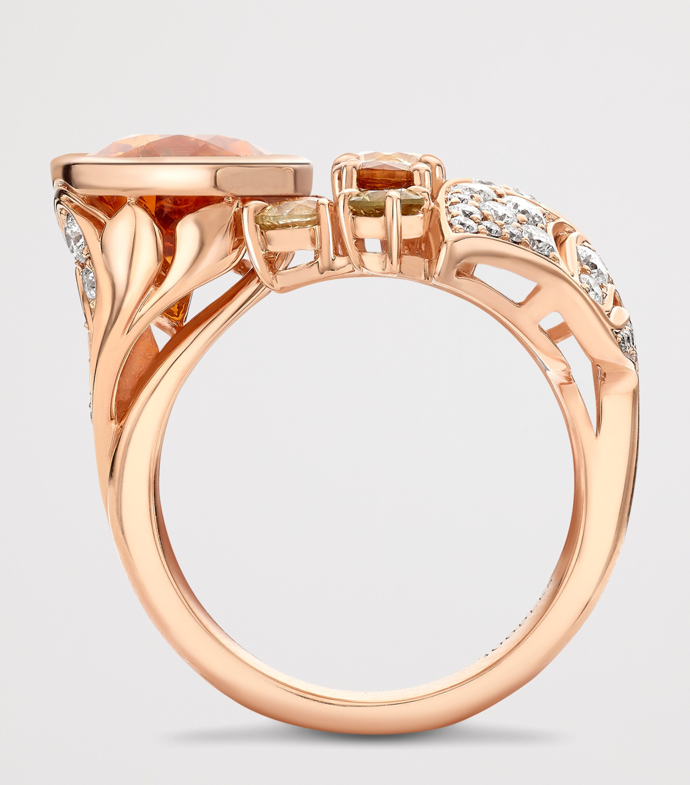 Boodles Rose Gold, Diamond, Garnet and Sapphire Silk Mantua Palace Ring Orange Image 4