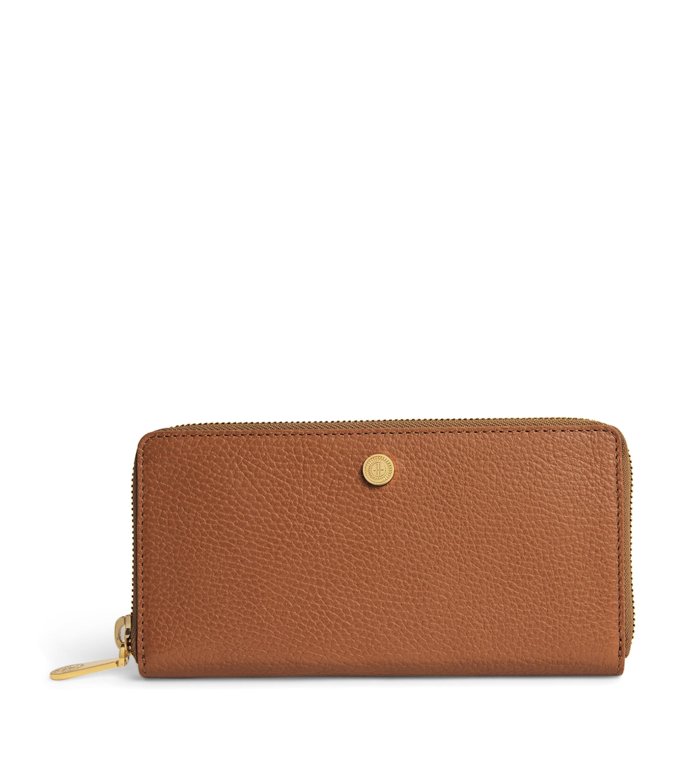 Shop Harrods Pebbled Leather Wallet In Beige