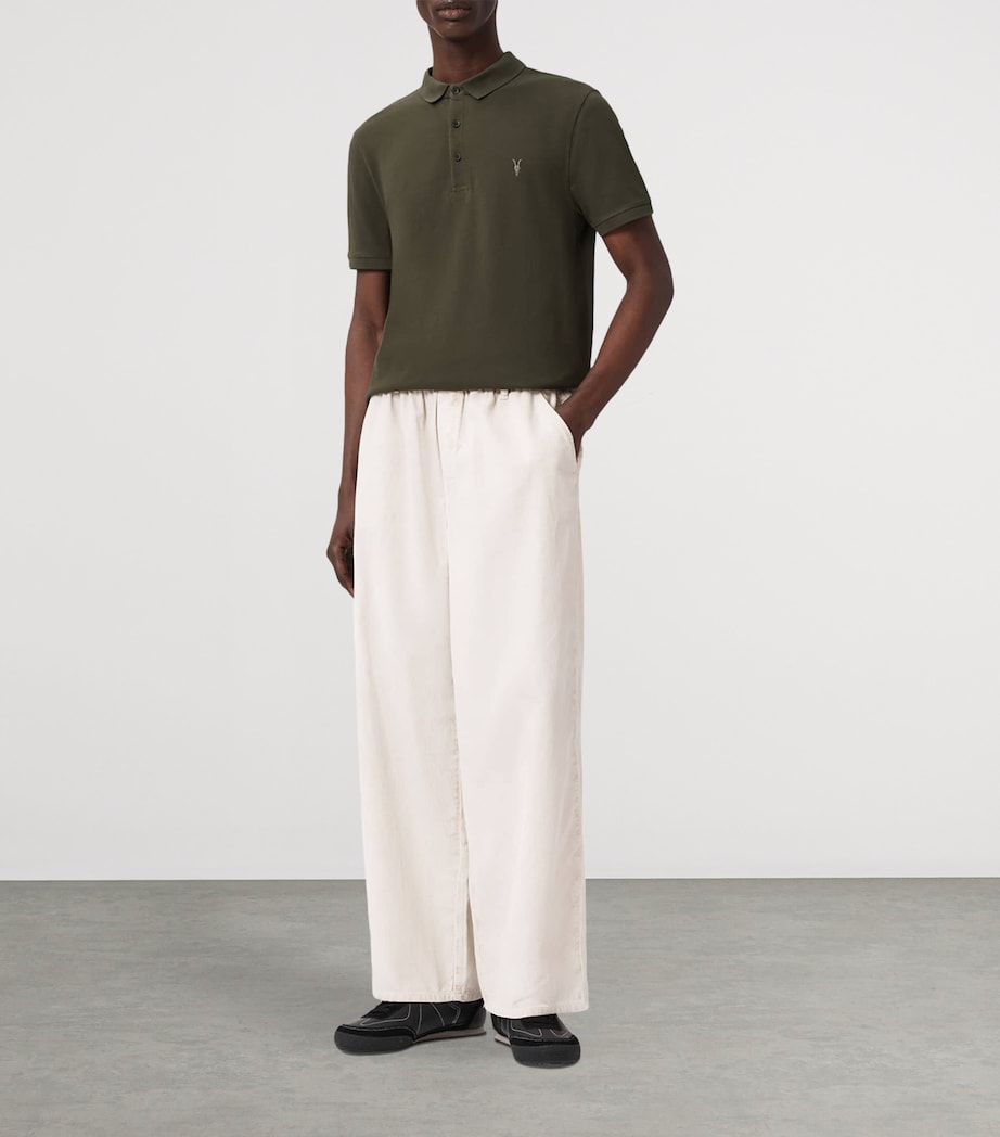 AllSaints Mens Organic Cotton Reform Polo Shirt Mangrove Green Image 2