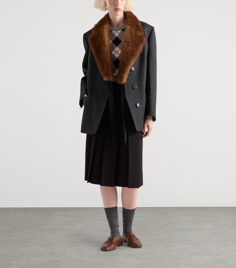 Cashmere Argyle Short-Sleeve Sweater F0031 Image 2