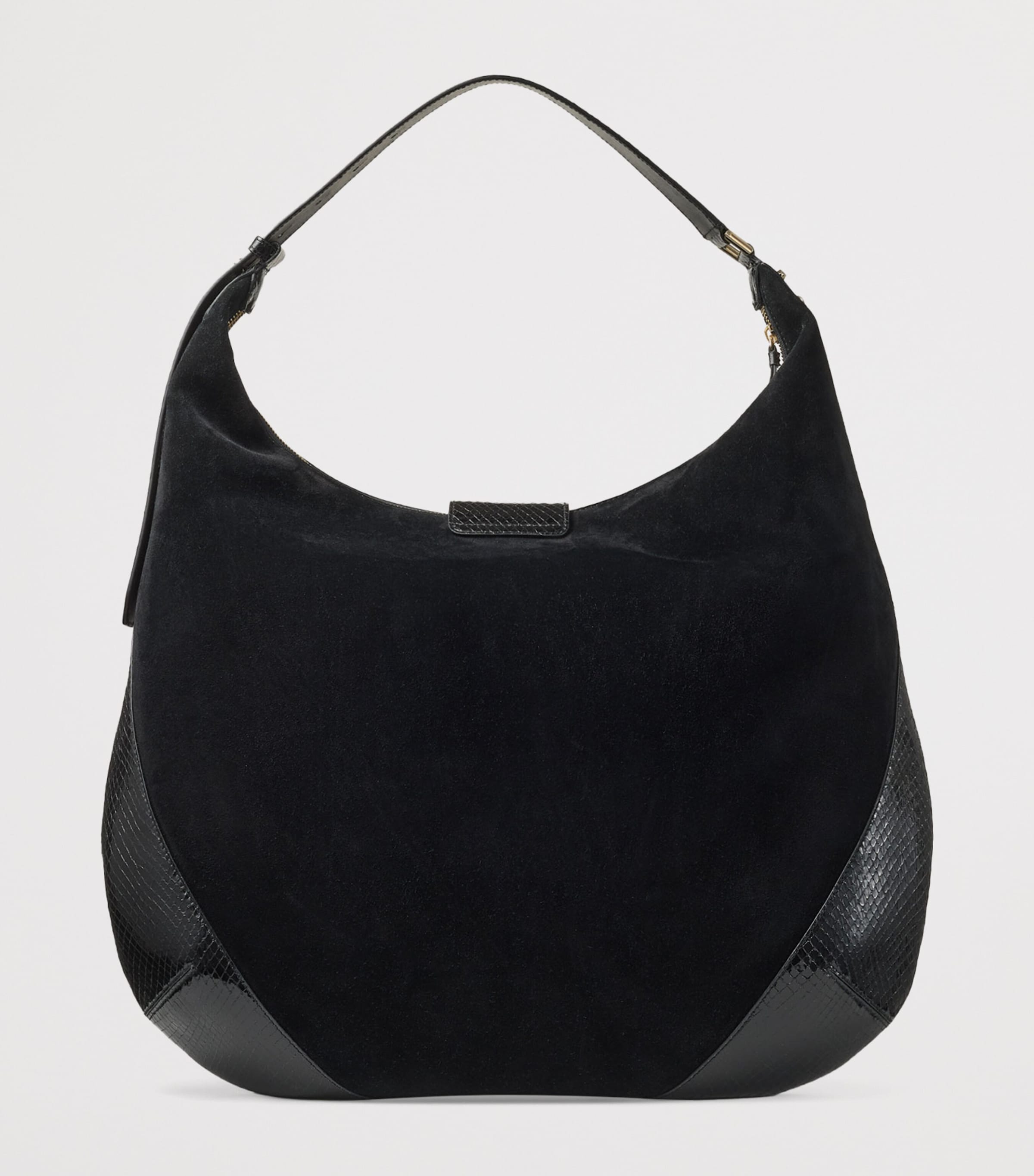 Bar Large Suede Shoulder Bag BLACK/BLACK/SHINY GO Image 4