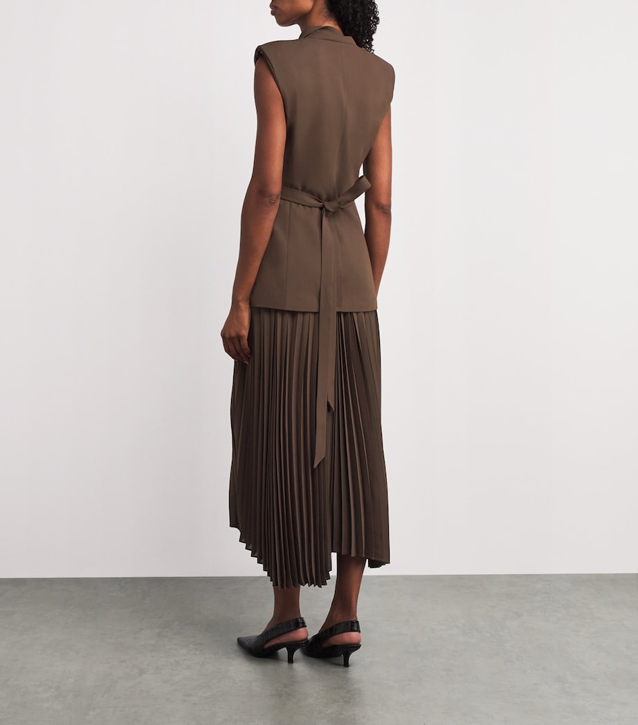 Pleated Blazer Helena Midi Dress COCOA Image 3