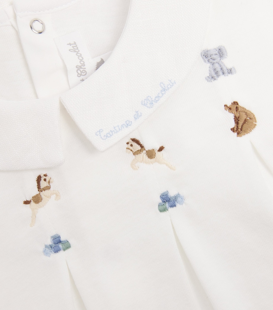Embroidered All-In-One (Newborn-2 Years) BLANC Image 3