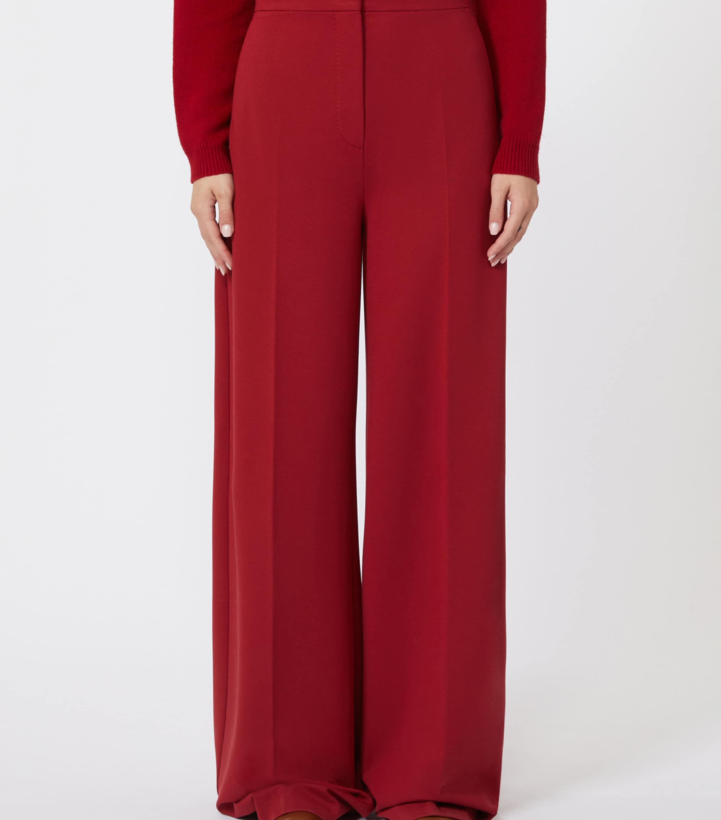 Jersey Wide-Leg Trousers DARK RED Image 3