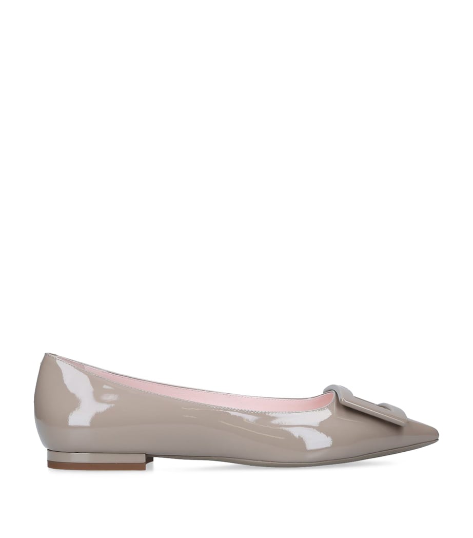 Leather Gommettine Ballet Flats TAUPE Image 3
