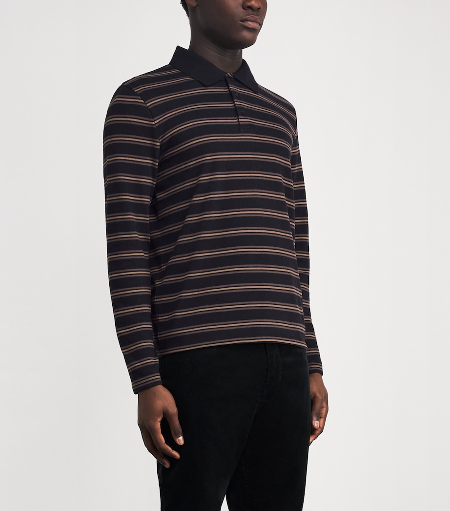 Cotton-Blend Stripe Polo Shirt 003BLC BLACK Image 3