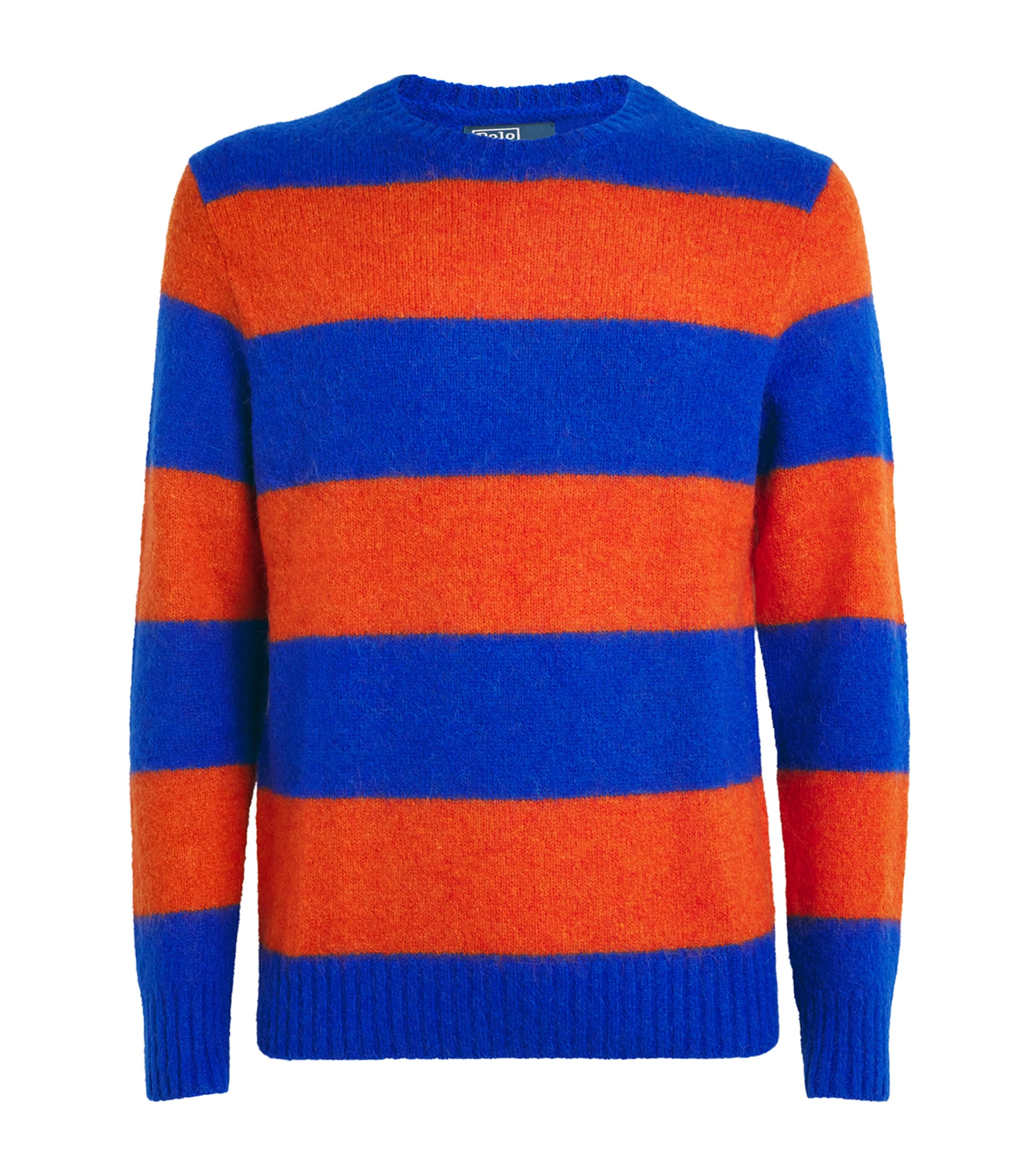 Shop Polo Ralph Lauren Rws Wool-alpaca-blend Striped Sweater In Blue