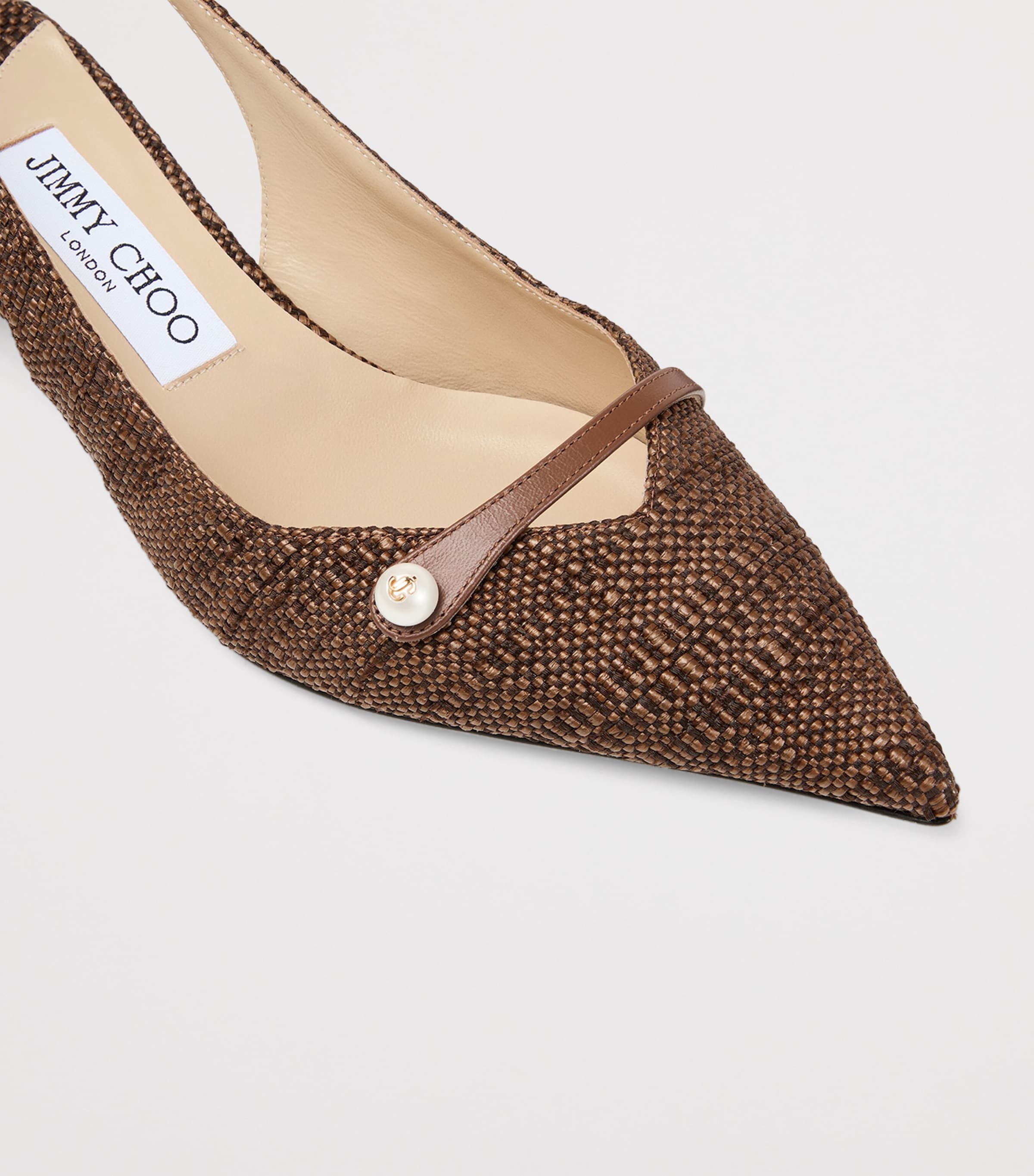 Jimmy Choo Amita 45 Woven Slingback Pumps Tan Image 5