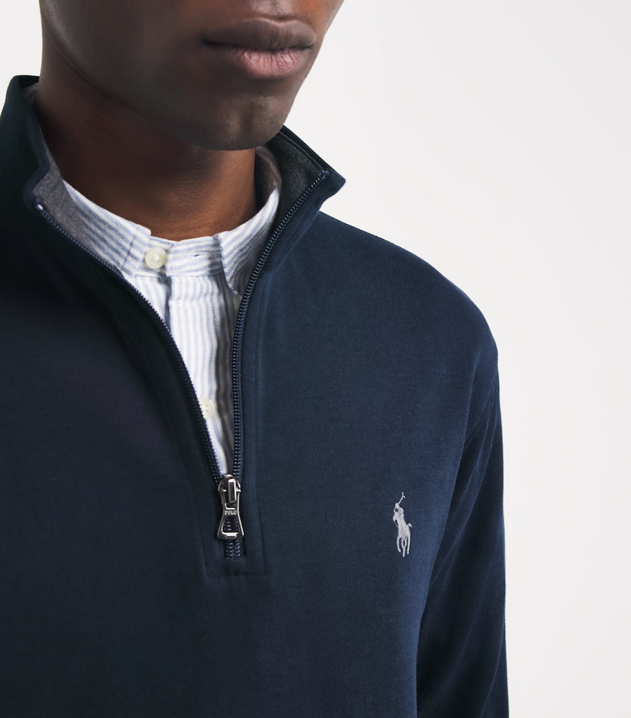 Cotton-Blend Quarter-Zip Sweater NAVY Image 6