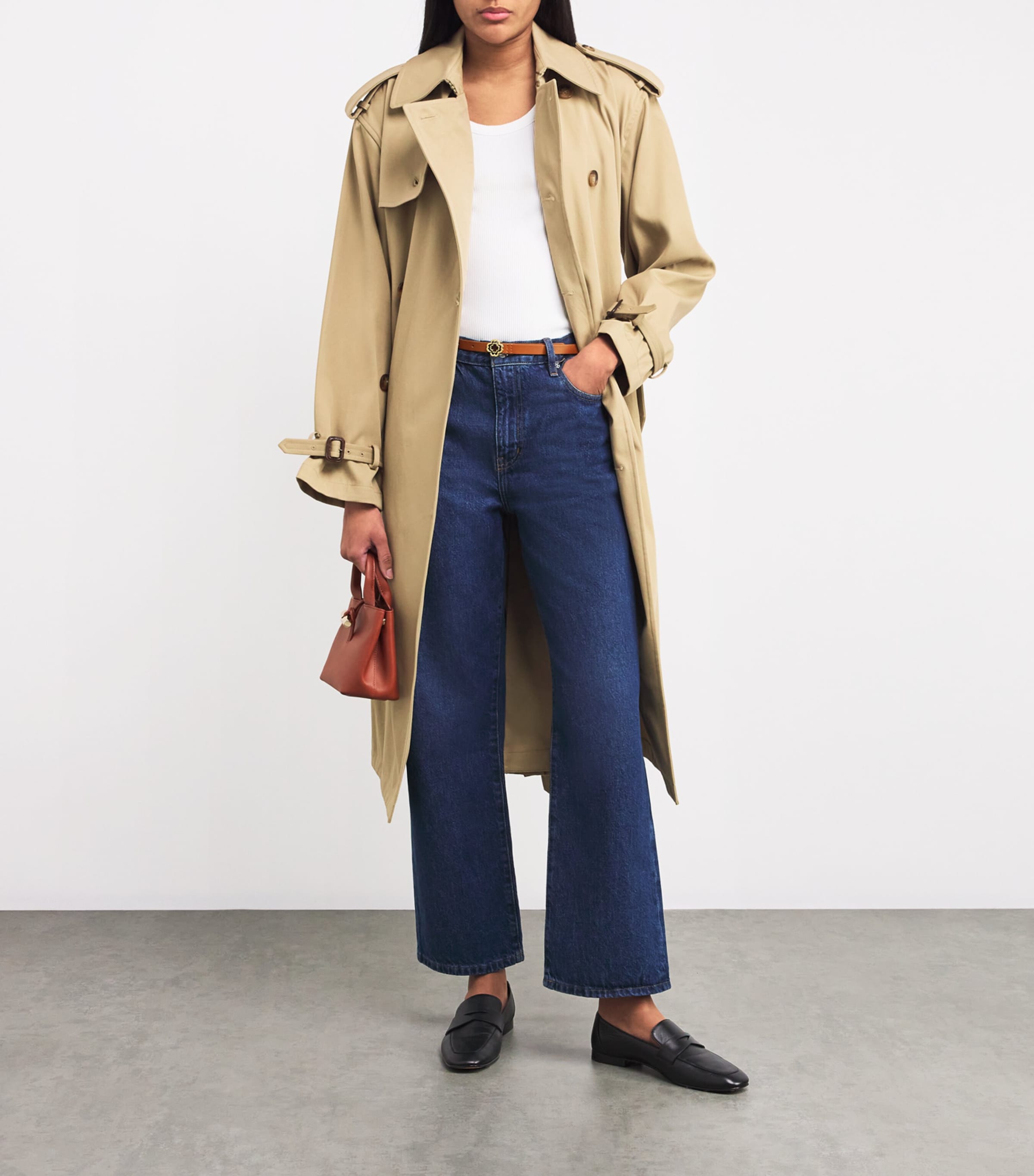 Maje Leather Logo Thin Belt Camel Image 2