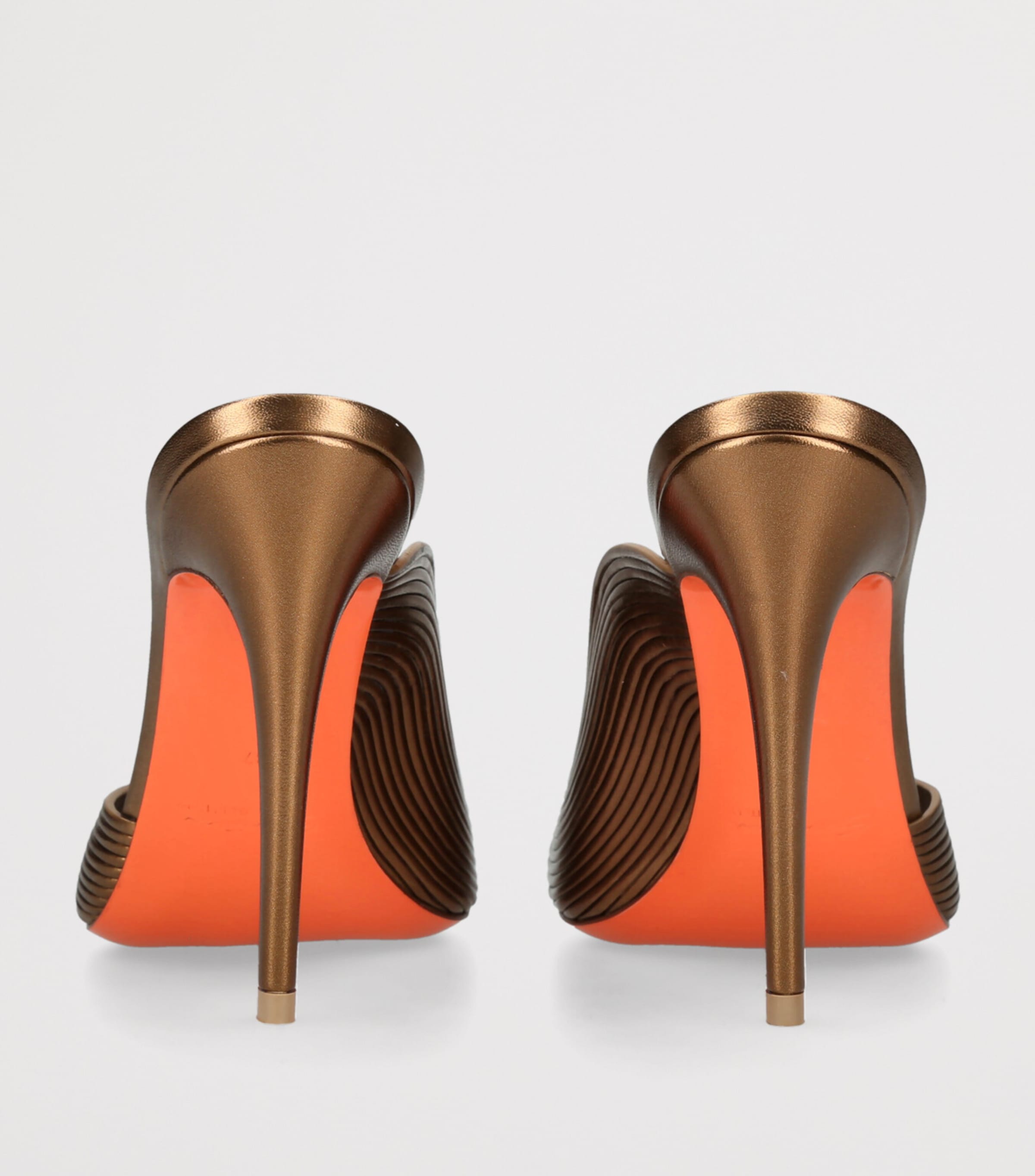 Santoni Nappa Leather Serpentine Mules 105 Gold Image 2