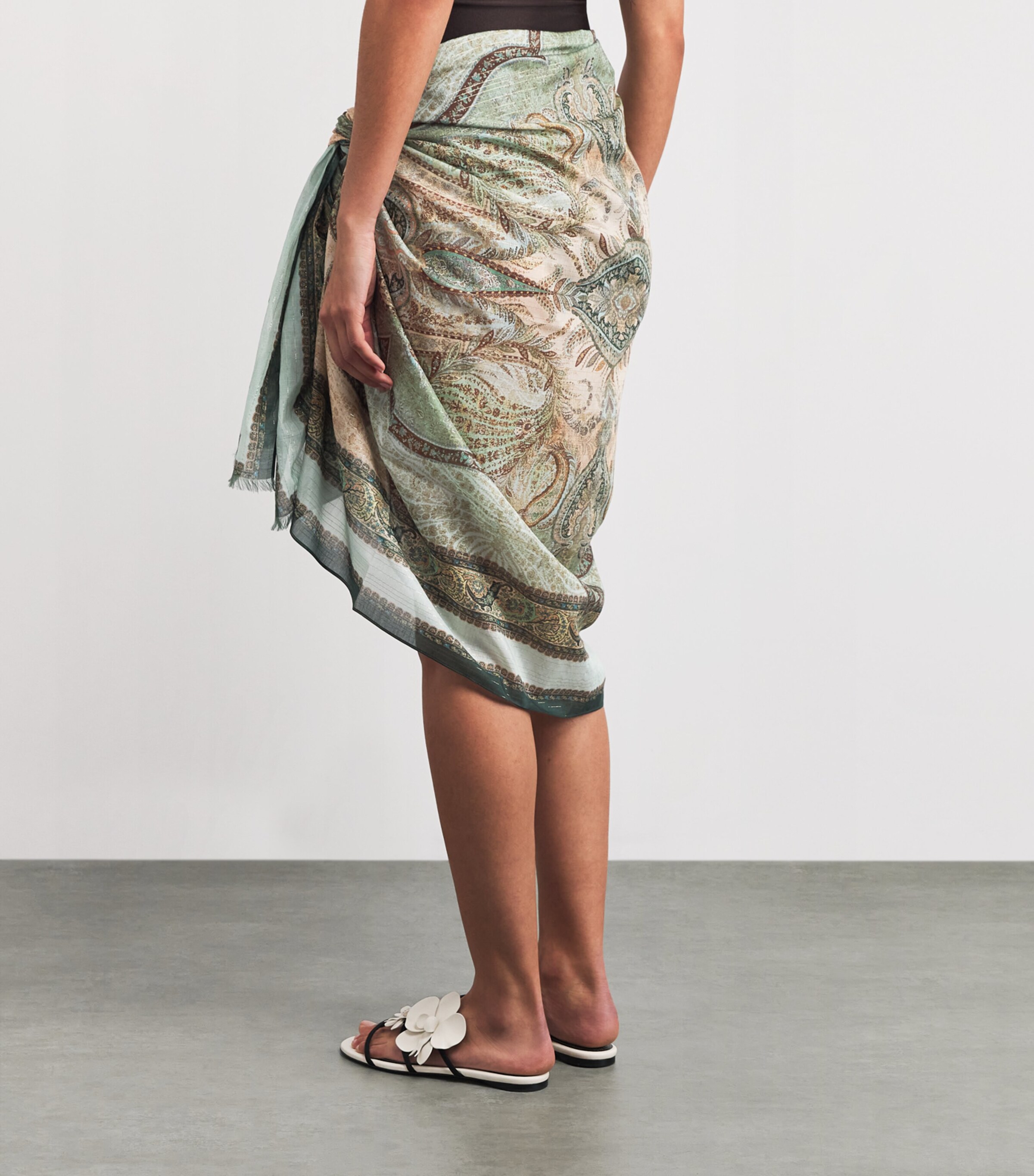 Metallic Cotton-Silk Tapestry Pareo TPSTRY TEAL MLTITPTM Image 4