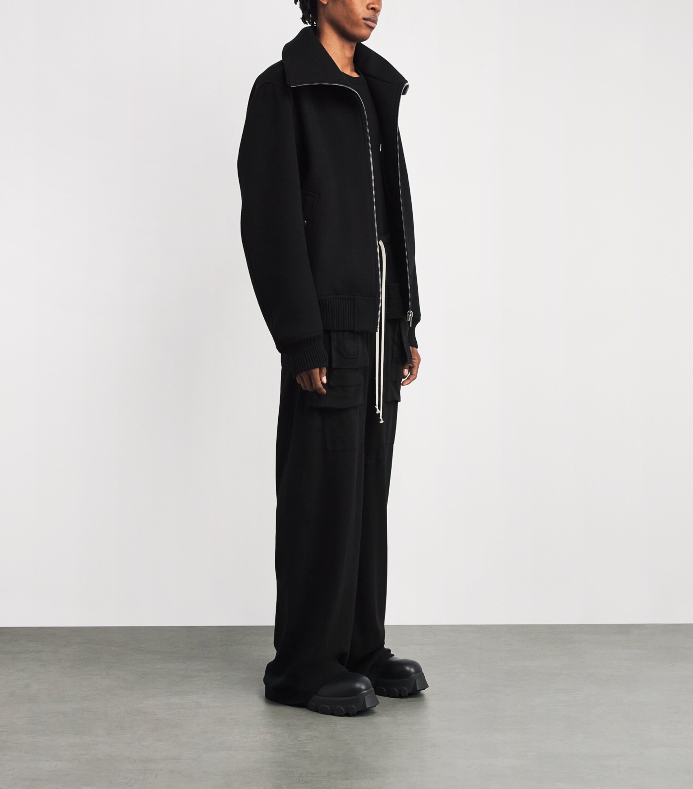 Rick Owens Mens Cotton Creatch Cargo Sweatpants Black/ Image 2