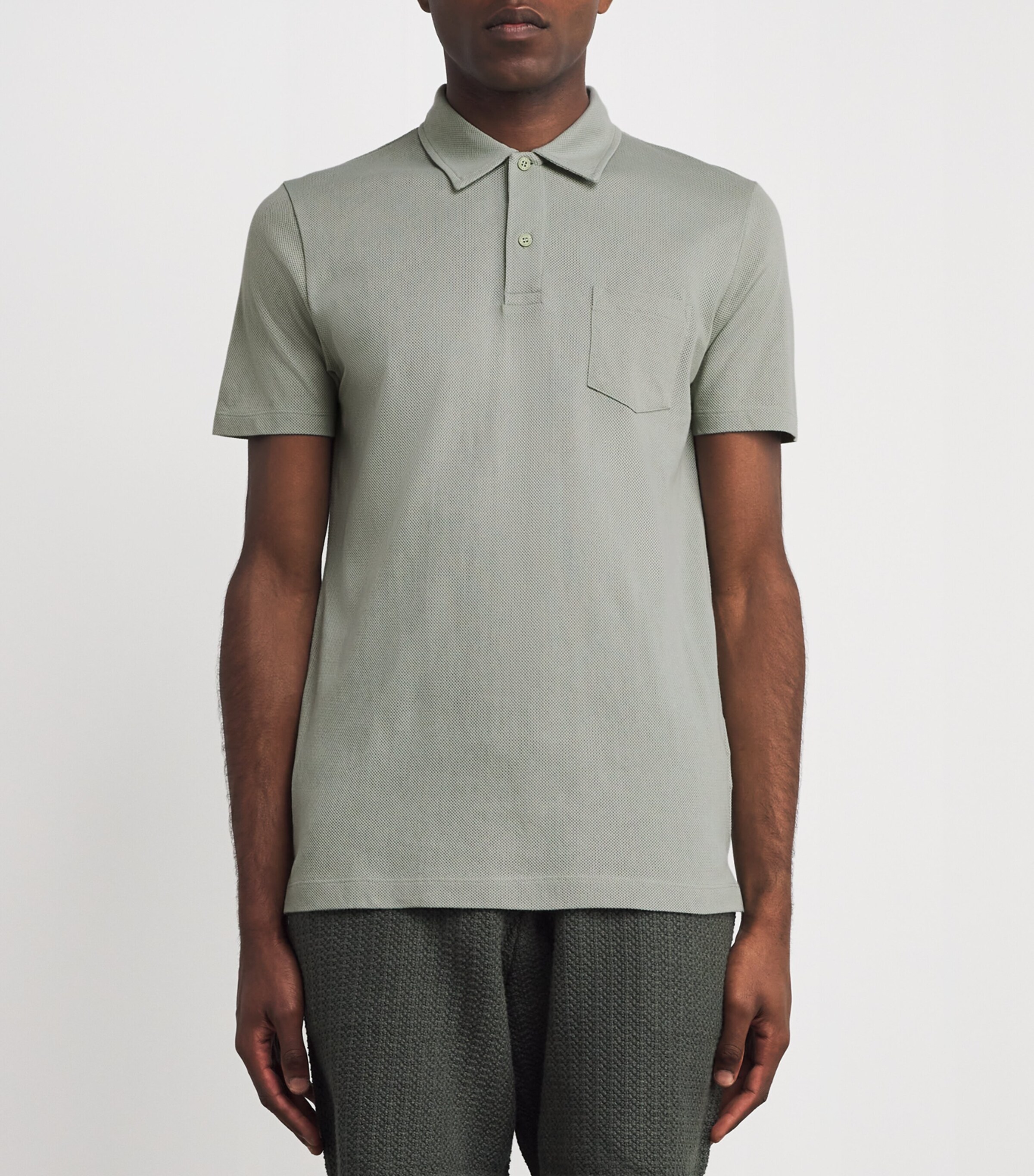 Sunspel Mens Supima Cotton Riviera Polo Shirt Gnii Pastel Green Image 3