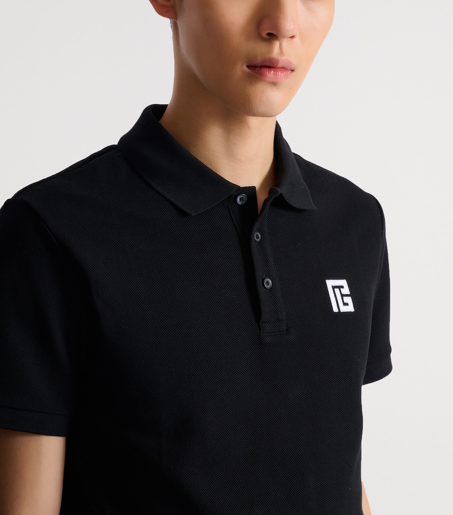Cotton Logo-Embroidered Polo Shirt EAB NOIR/BLANC Image 7