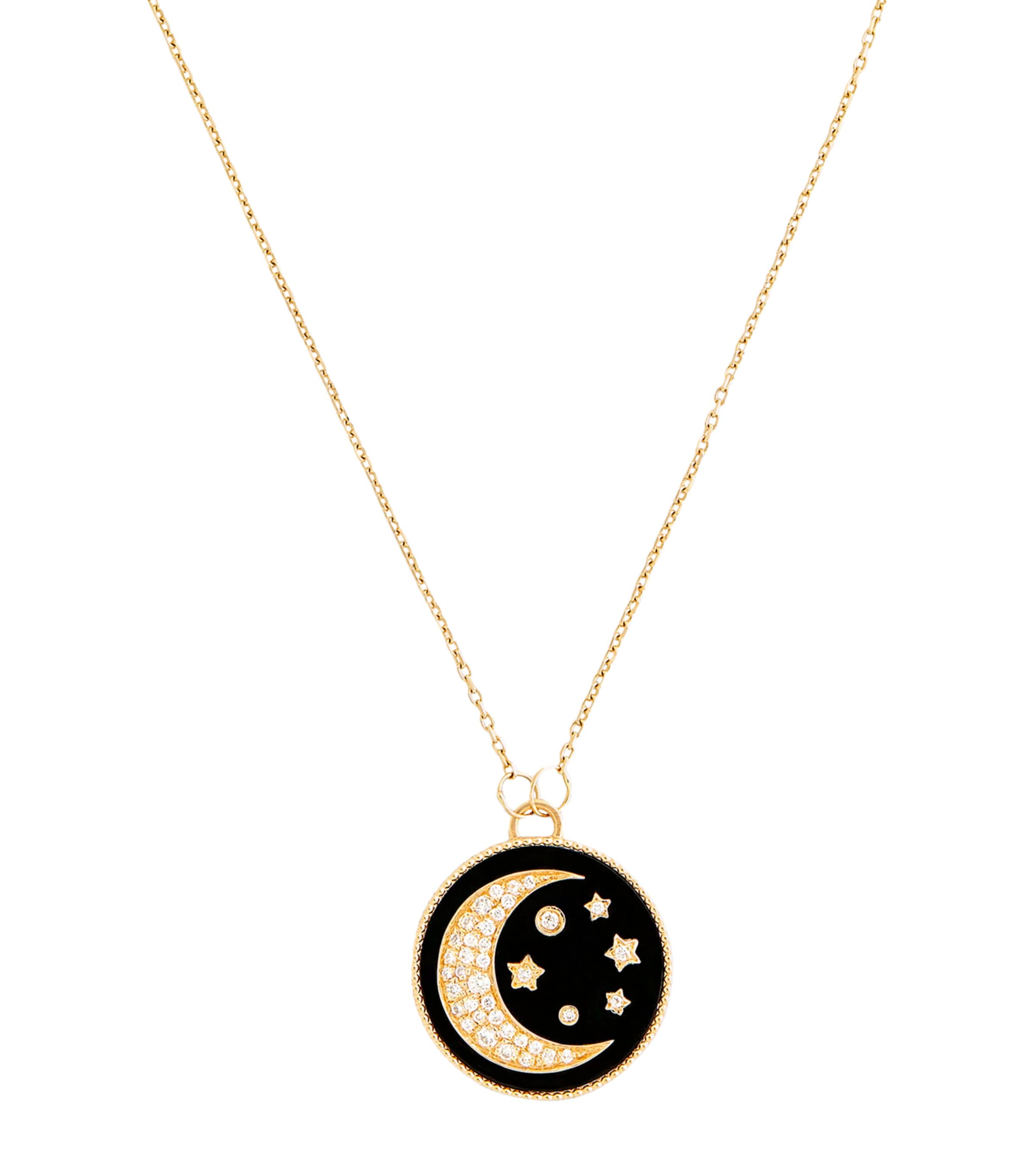 L'atelier Nawbar Mini Yellow Gold, Diamond And Onyx Cosmic Love Moonlight Necklace In Gold