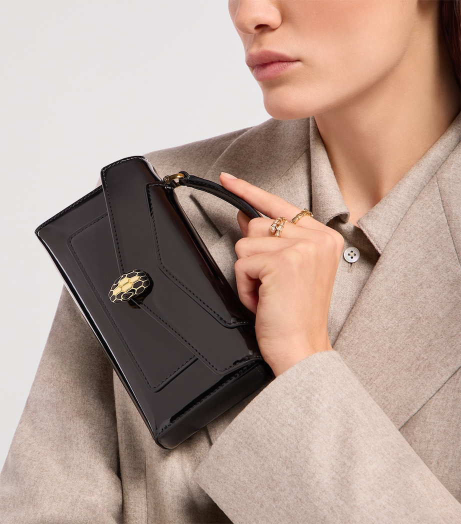 Patent Leather Serpenti Forever Cross-Body Phone Bag BLACK Image 4