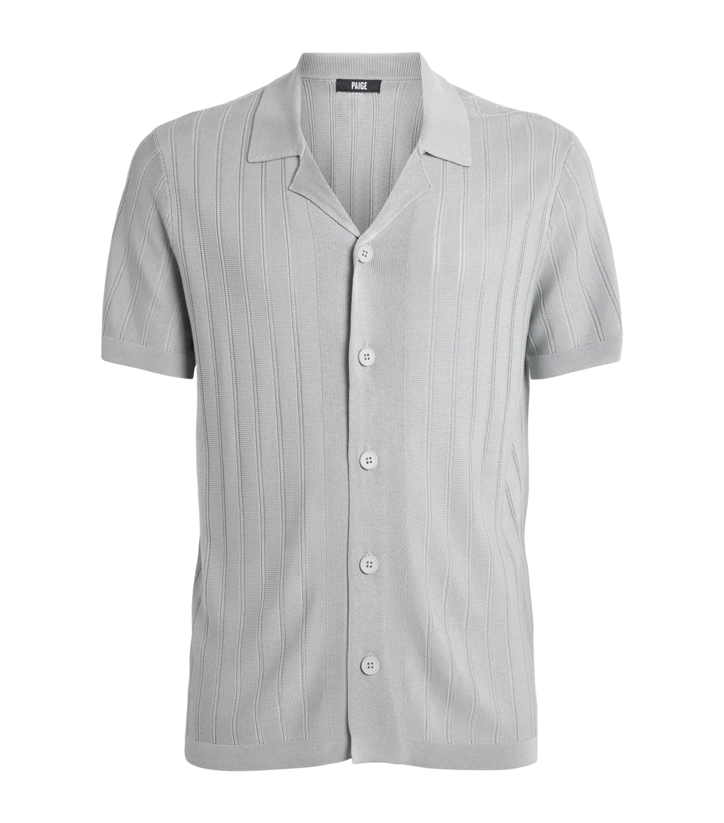 PAIGE Mens Knitted Copley Polo Shirt Ocean Grey Image 1