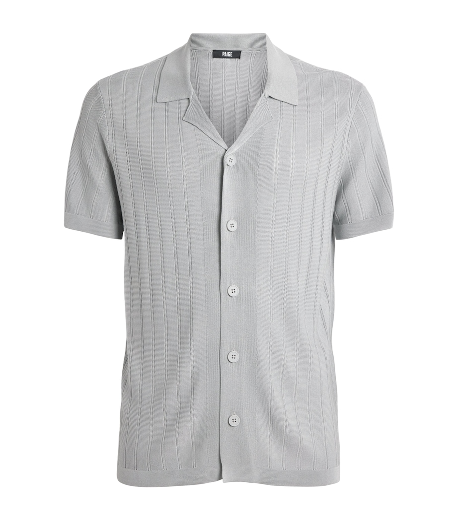 PAIGE Mens Knitted Copley Polo Shirt Ocean Grey Image 1