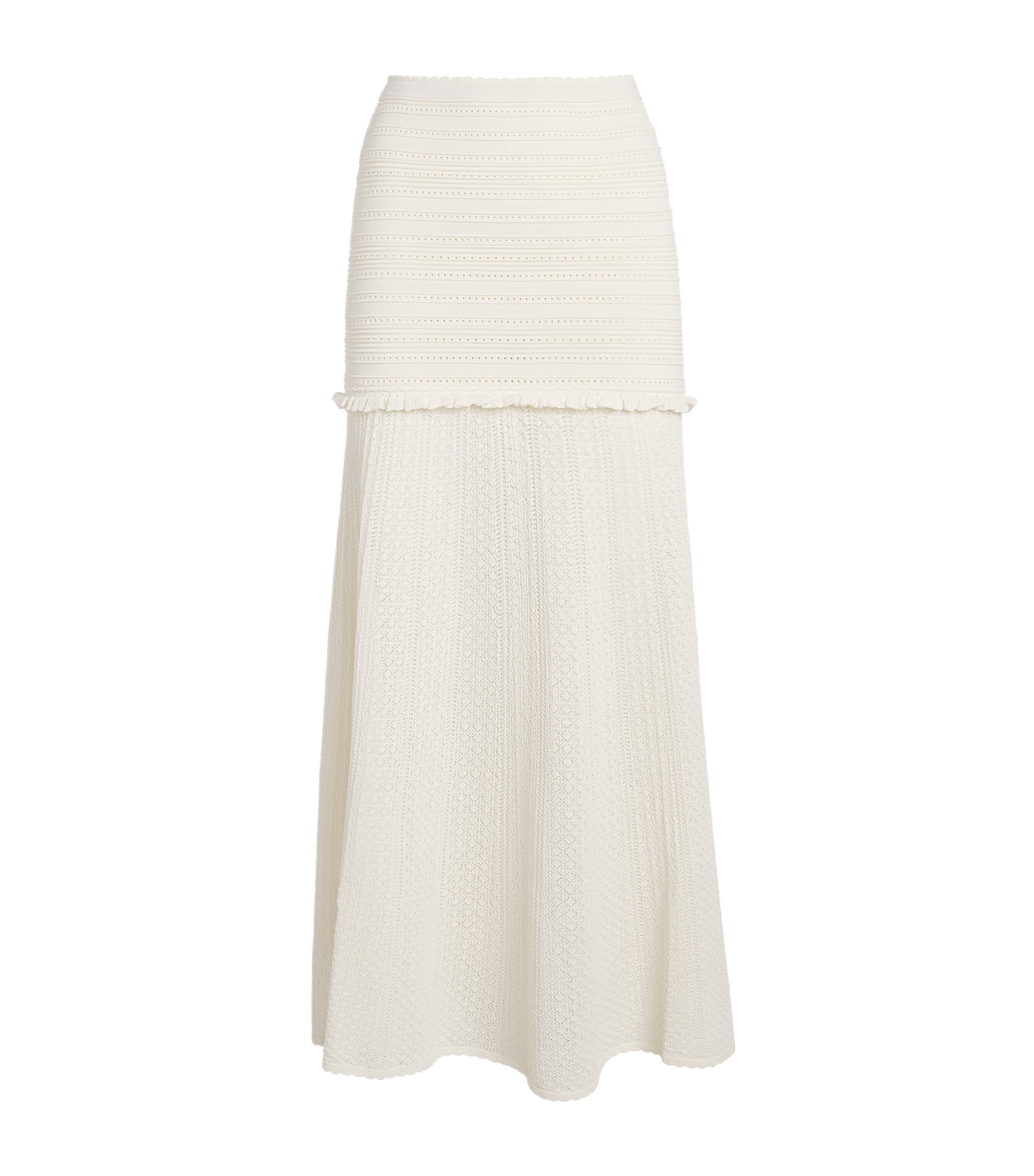 Sandro Paris Womens Knitted Pointelle Maxi Skirt Ecru Image 1