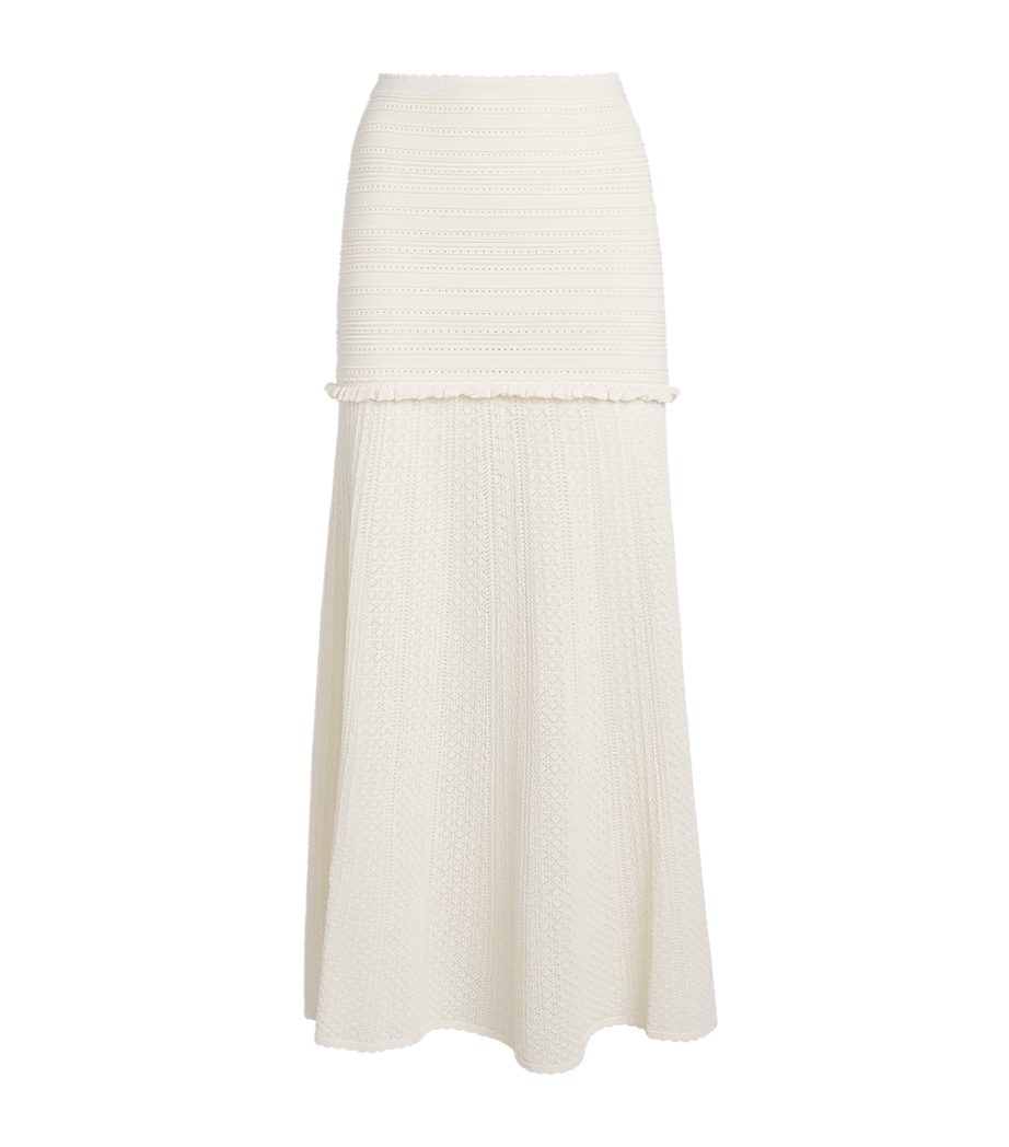 Sandro Paris Womens Knitted Pointelle Maxi Skirt Ecru Image 1