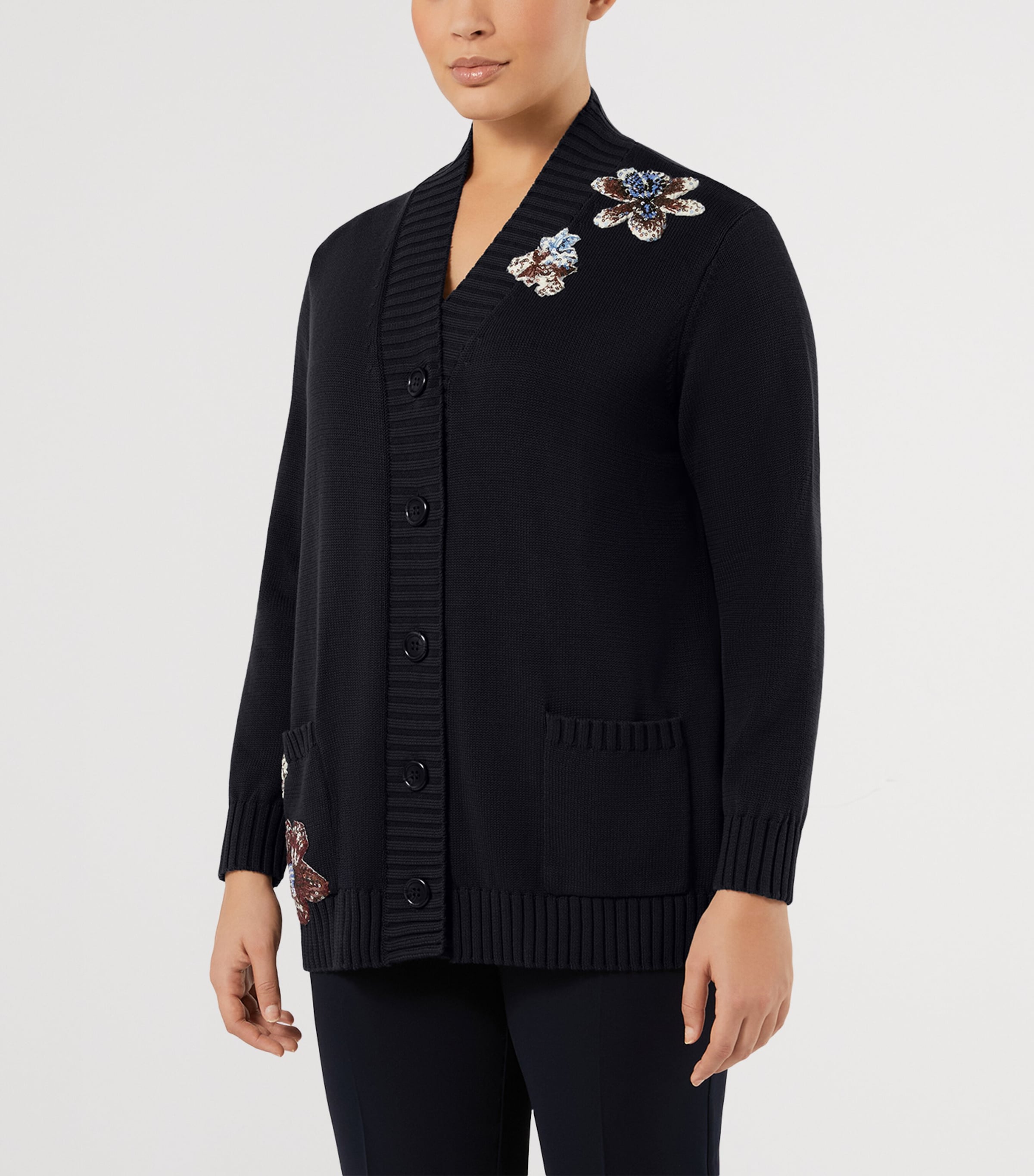 Marina Rinaldi Womens Cotton Embellished Top and Cardigan Set Midnightblue Image 5