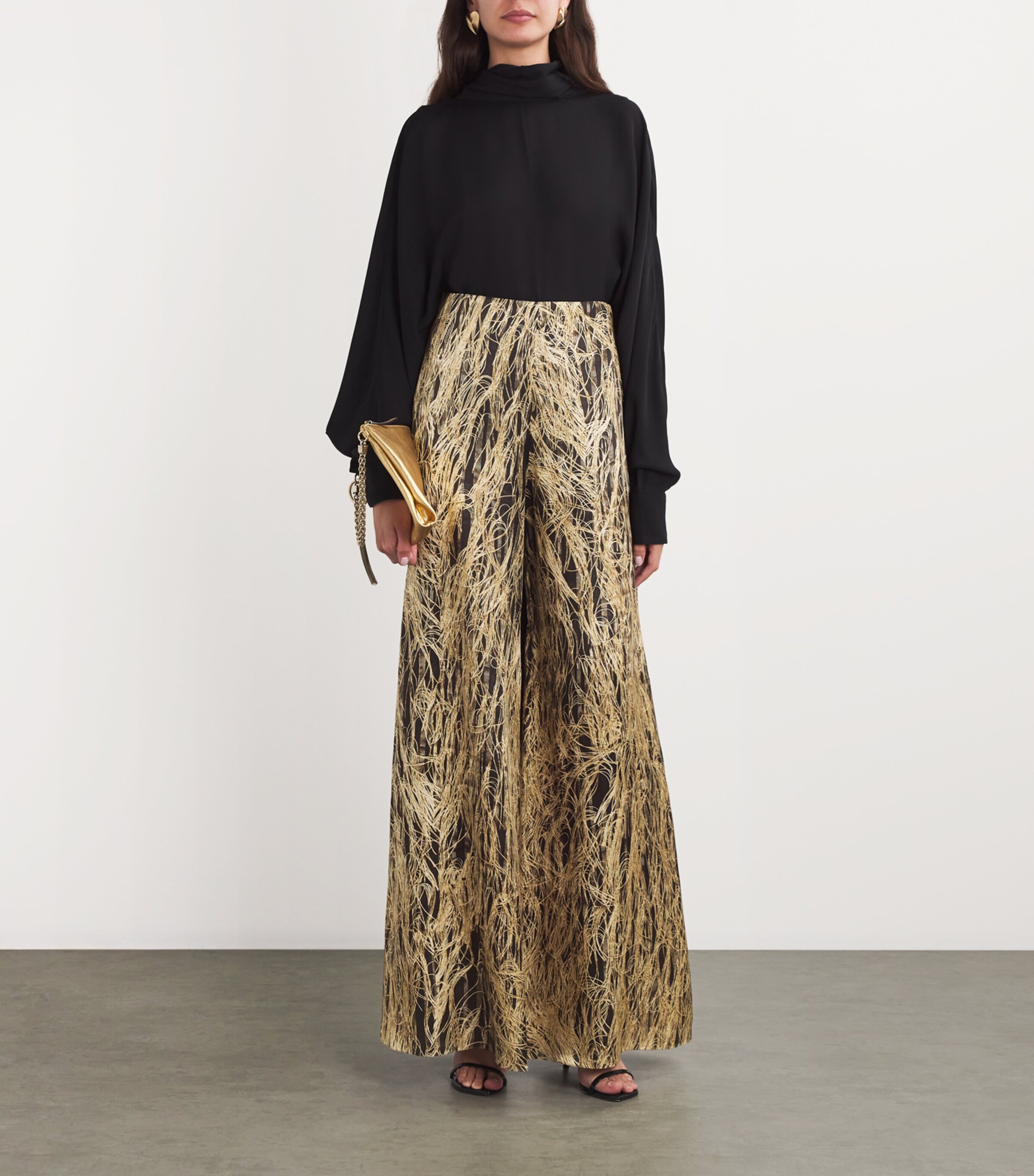 Silk Arneau Wide-Leg Trousers FEATHER SCAN GOLD Image 2