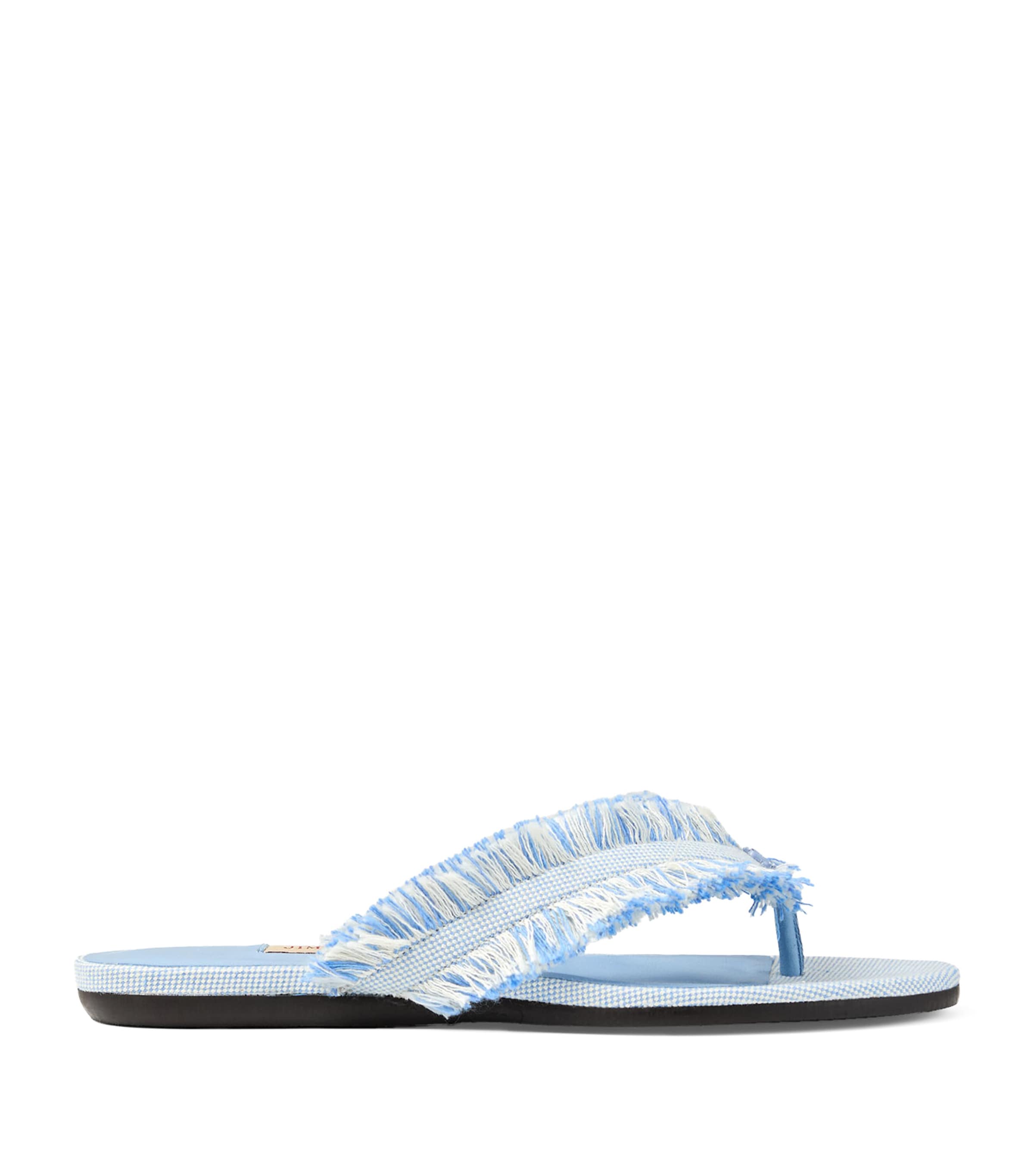 Jimmy Choo Bay Flat Canvas Flip Flops Riviera Blue Mix Image 1