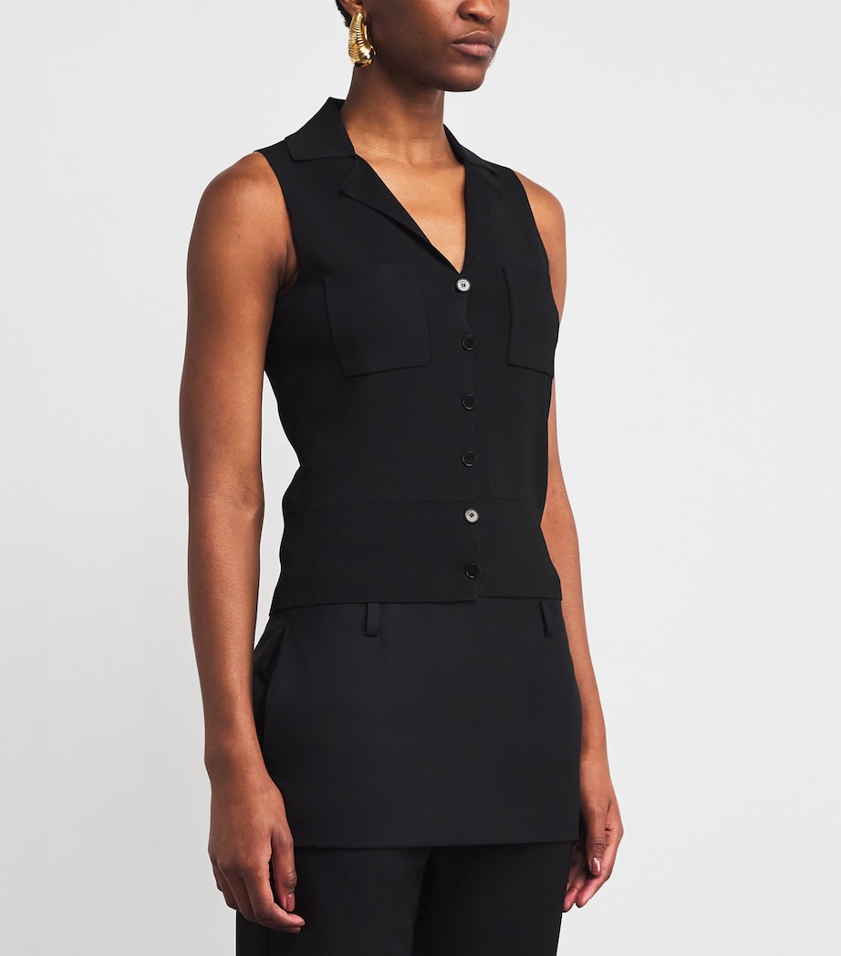 Milano Knit Stretch Waistcoat BLACK Image 3