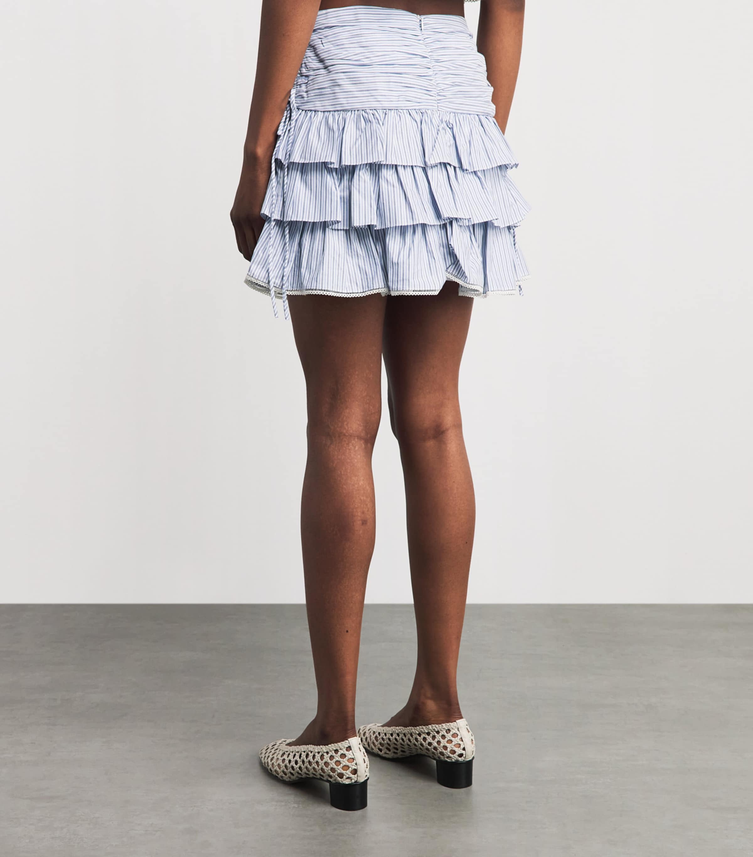Sandro Paris Womens Cotton Stripe Mini Skirt Bleu / Marine Image 5