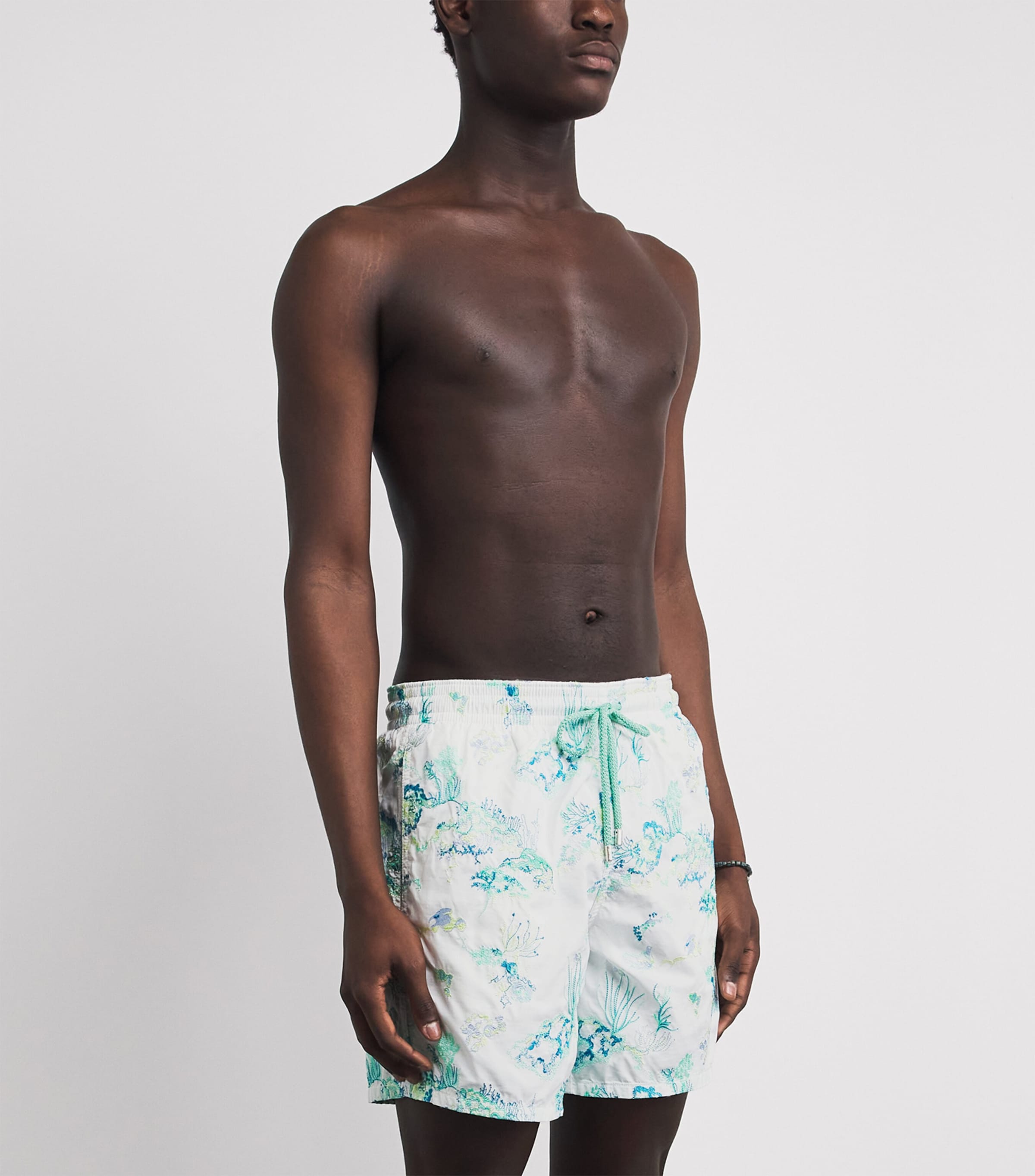 Vilebrequin Mens Embroidered Coral Reef Swim Shorts Blanc Image 2