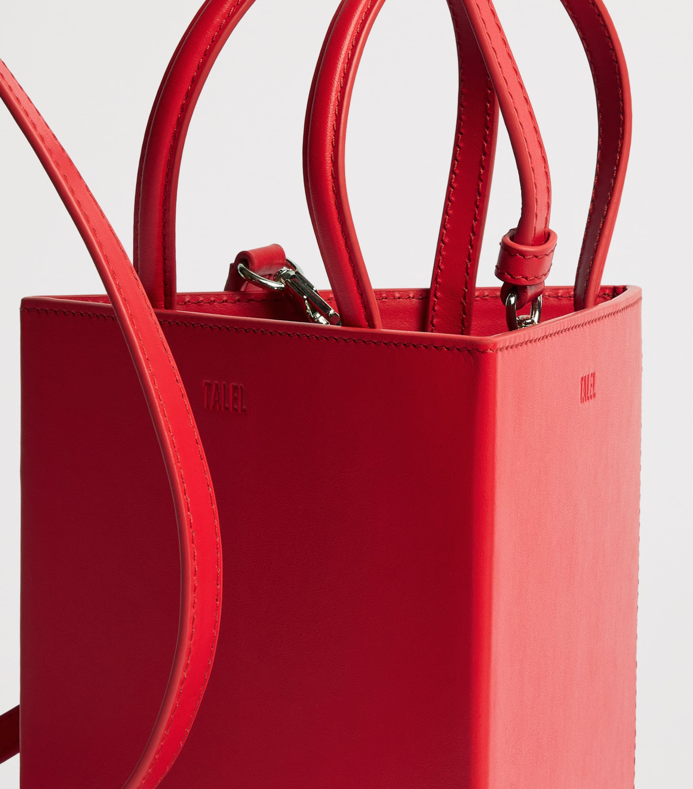 Talel Paris Leather Triangle Top-Handle Bag Red Image 6
