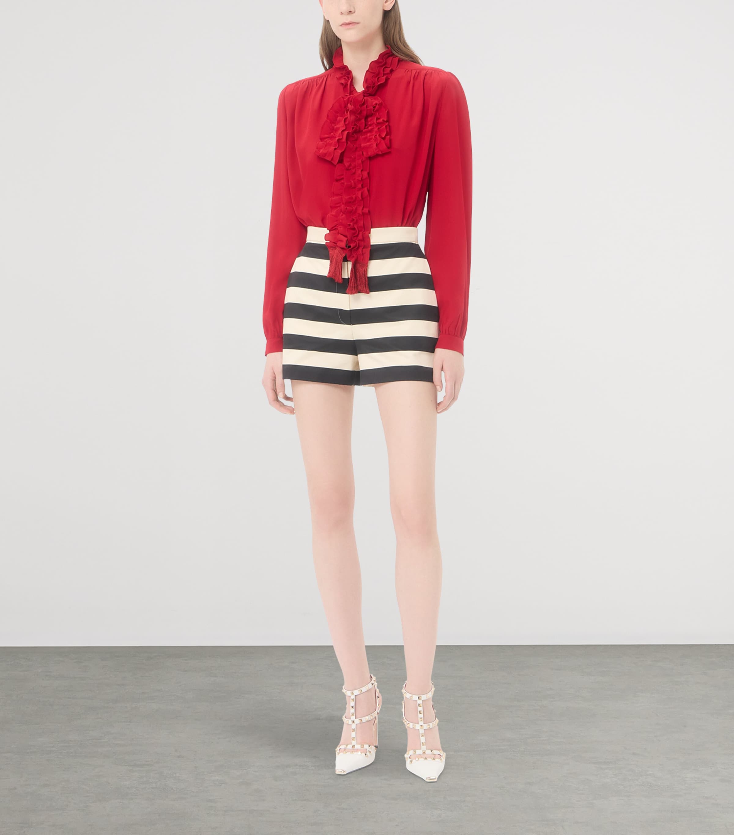 Valentino Womens Cotton Barré Stripe Shorts Image 2