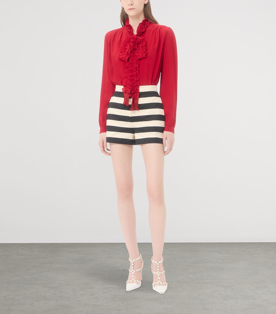 Valentino Womens Cotton Barré Stripe Shorts Image 2