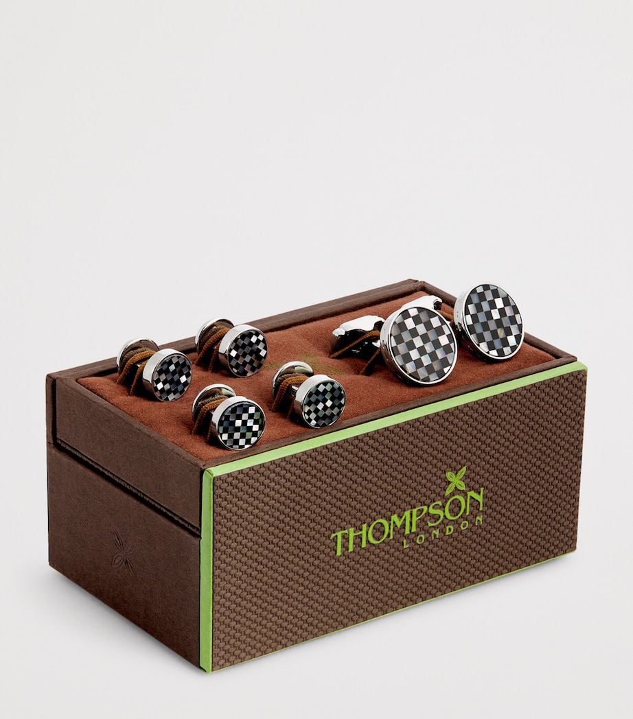 Thompson Onyx Checkerboard Cufflinks and Studs Set BLUE Image 3