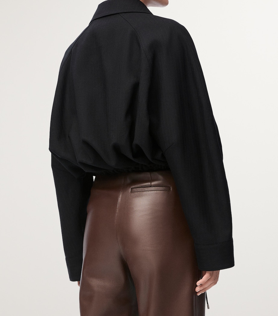 Wool-Blend Balloon Jacket BLACK Image 4