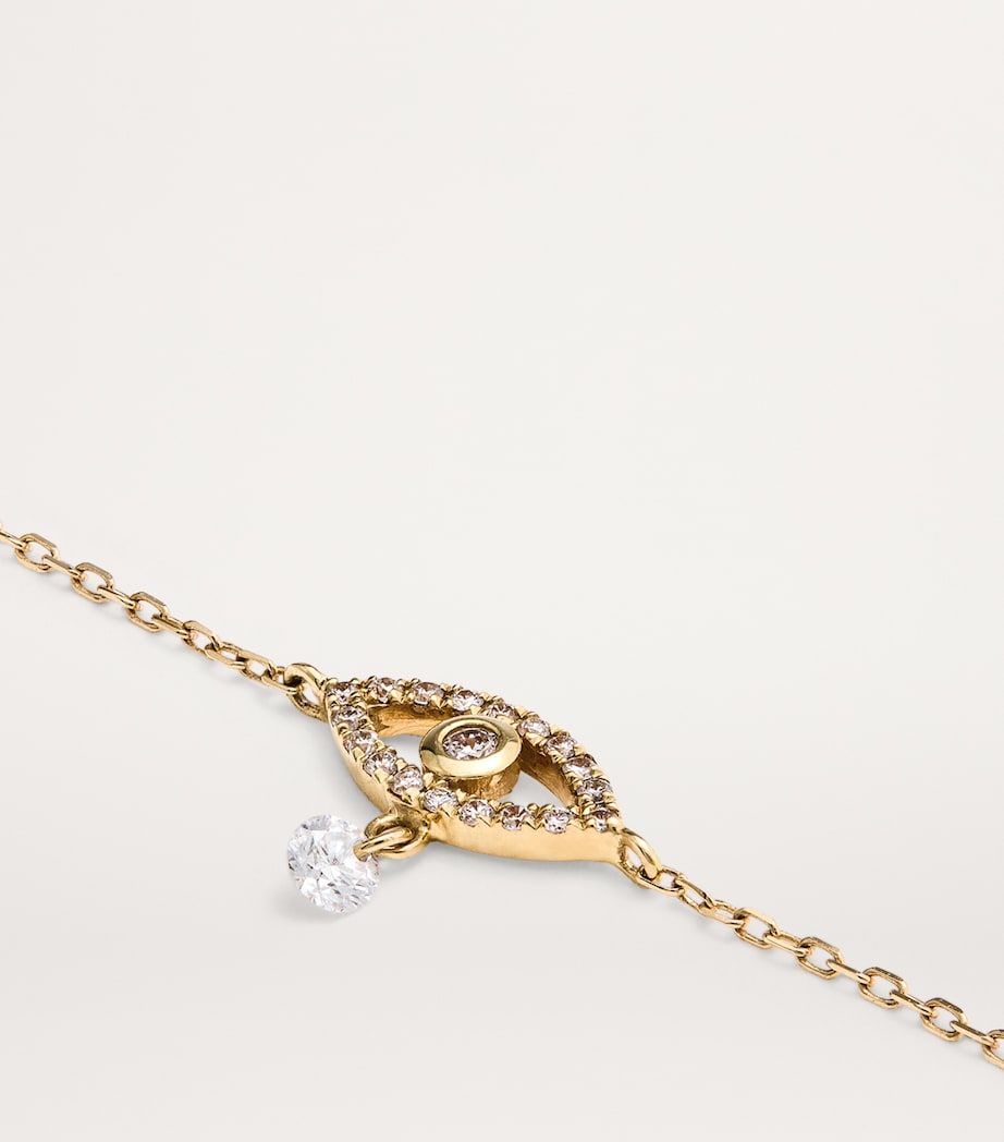 Yellow Gold and Diamond Pavé Evil Eye Bracelet YELLOW GOLD Image 3