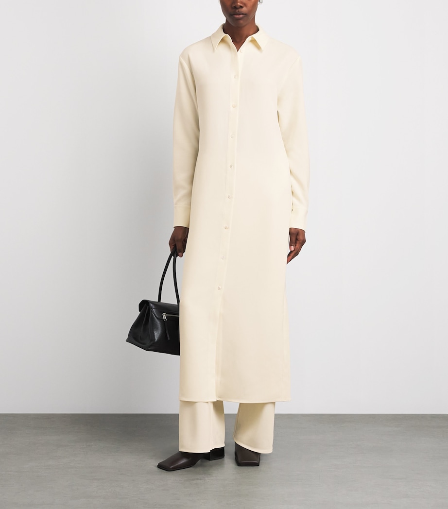 Almada Label Womens Crepe Nile Shirt Dress Cream Image 2