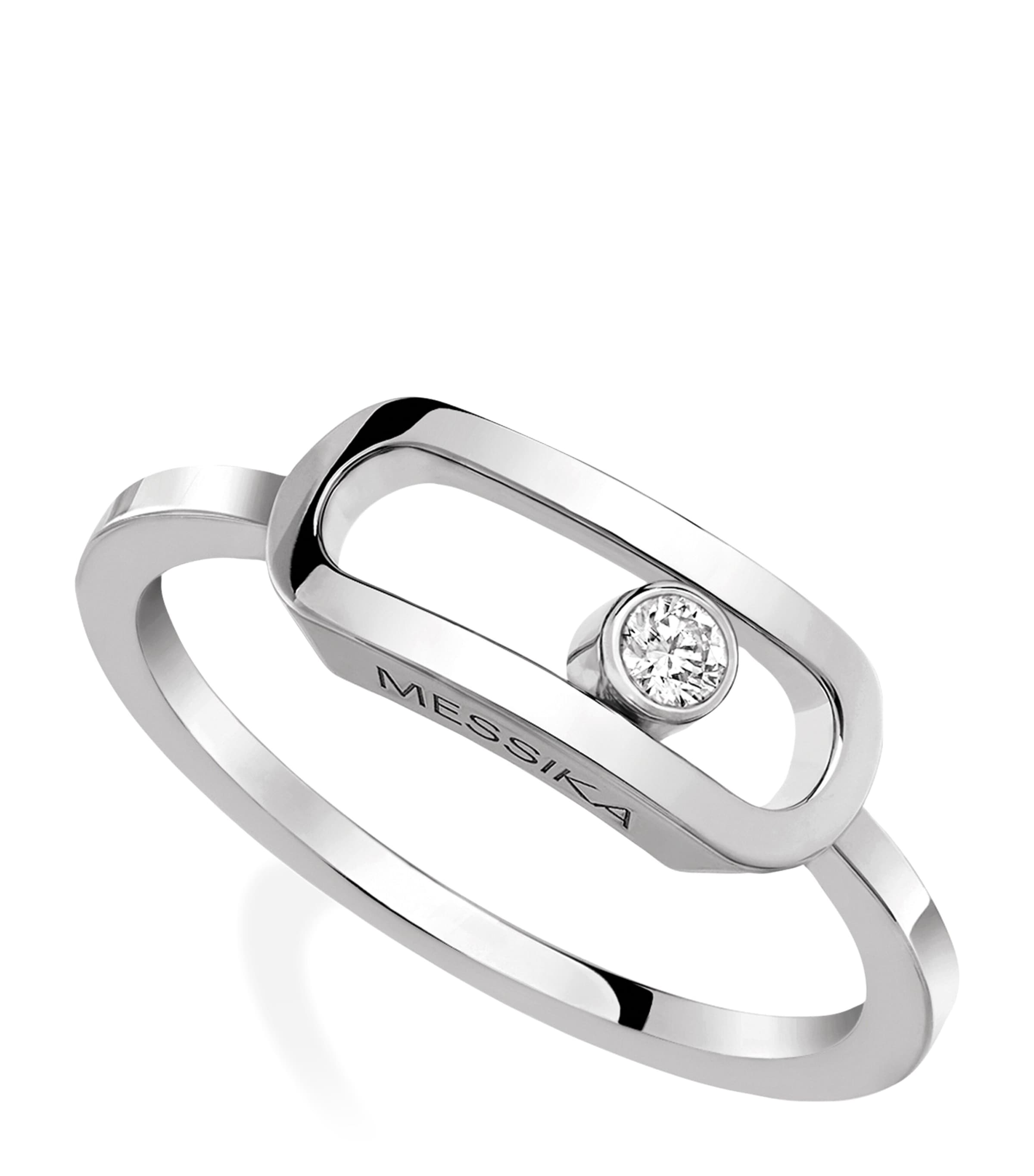 White Gold and Diamond Move Uno Ring WHITE GOLD Image 1