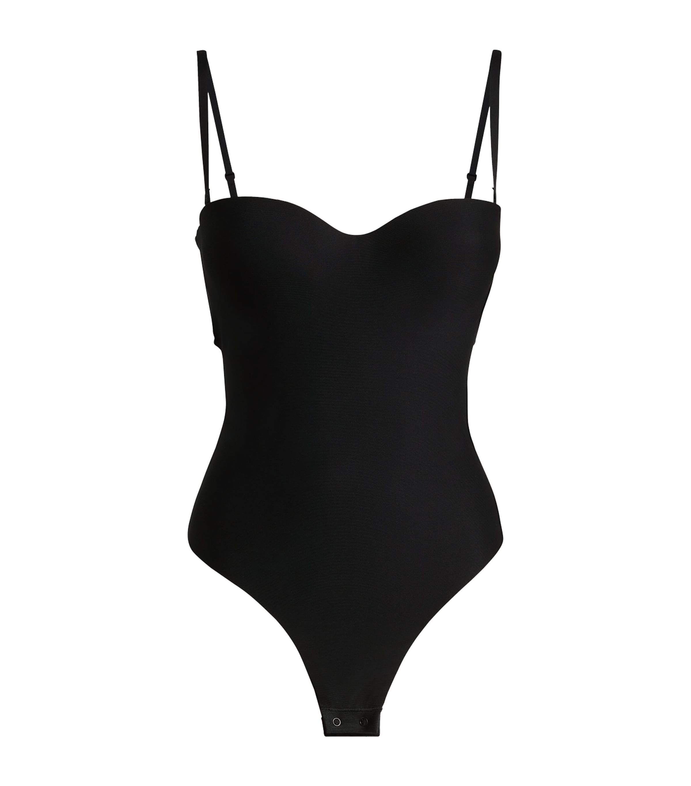 Skims Moulded Underwire Thong Bodysuit In Black