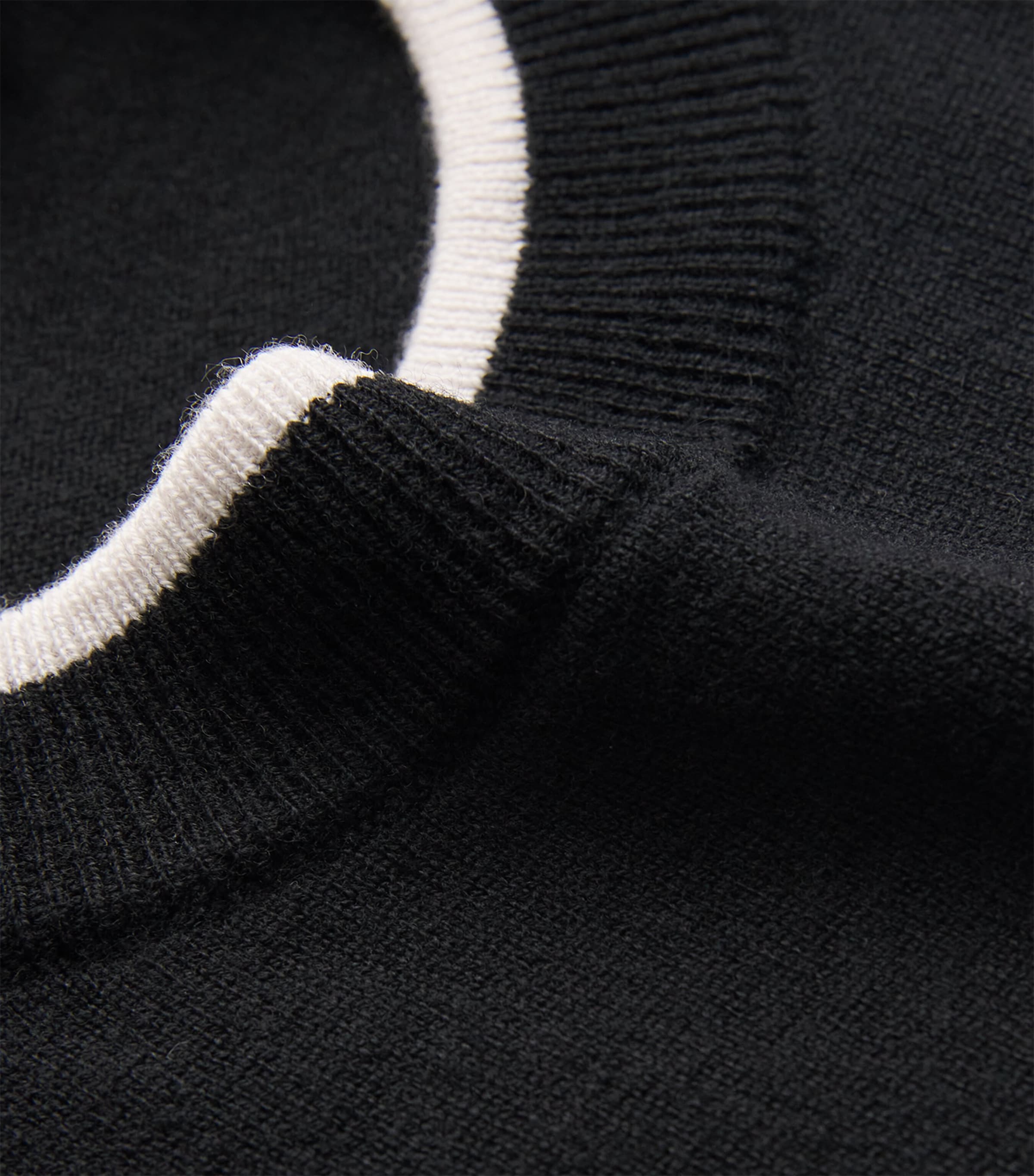 Virgin Wool Contrast-Trim Sweater BLACK Image 5