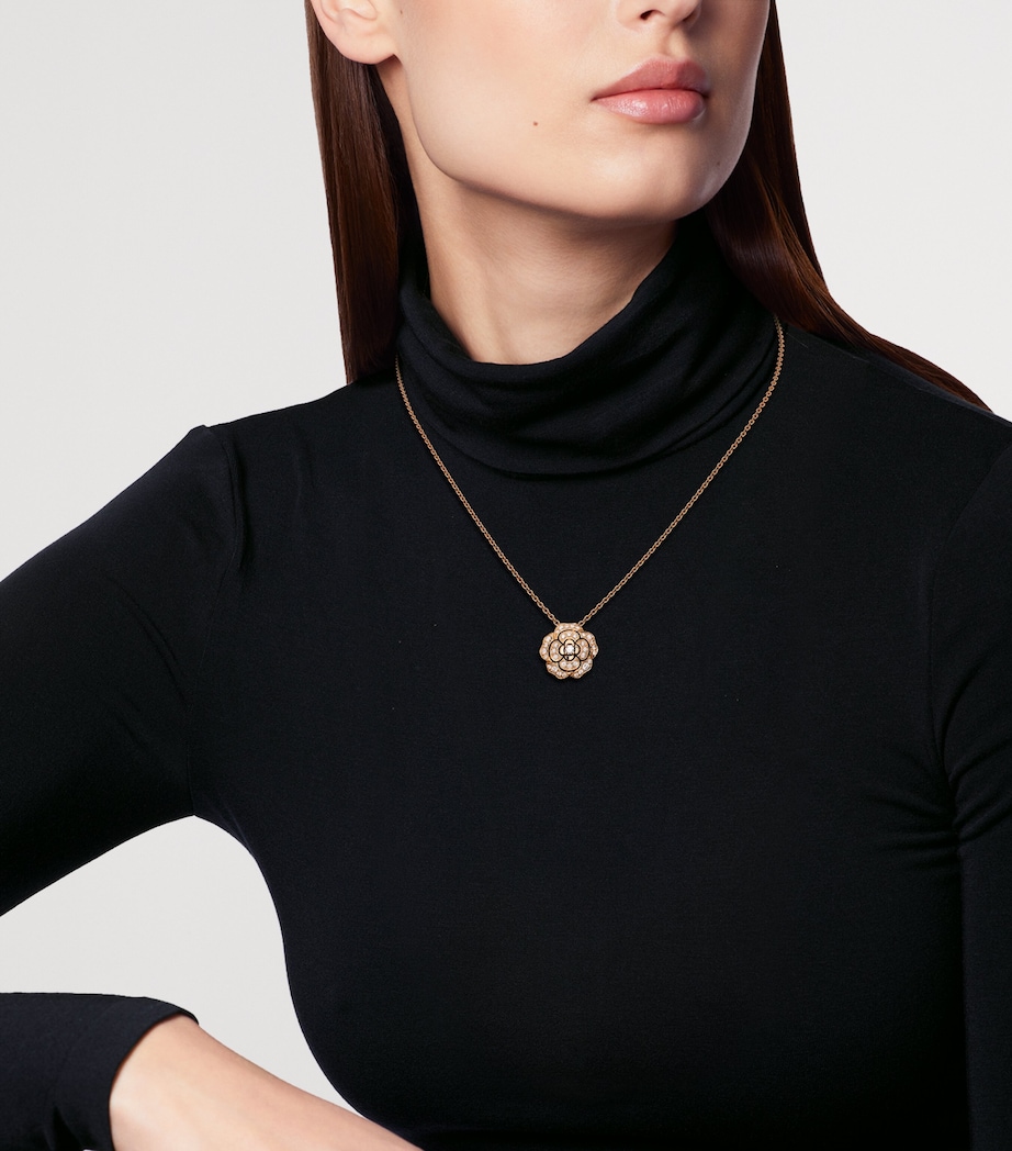 CHANEL Rose Gold and Diamond Bouton de Camélia Pendant Necklace Rose Gold Image 2