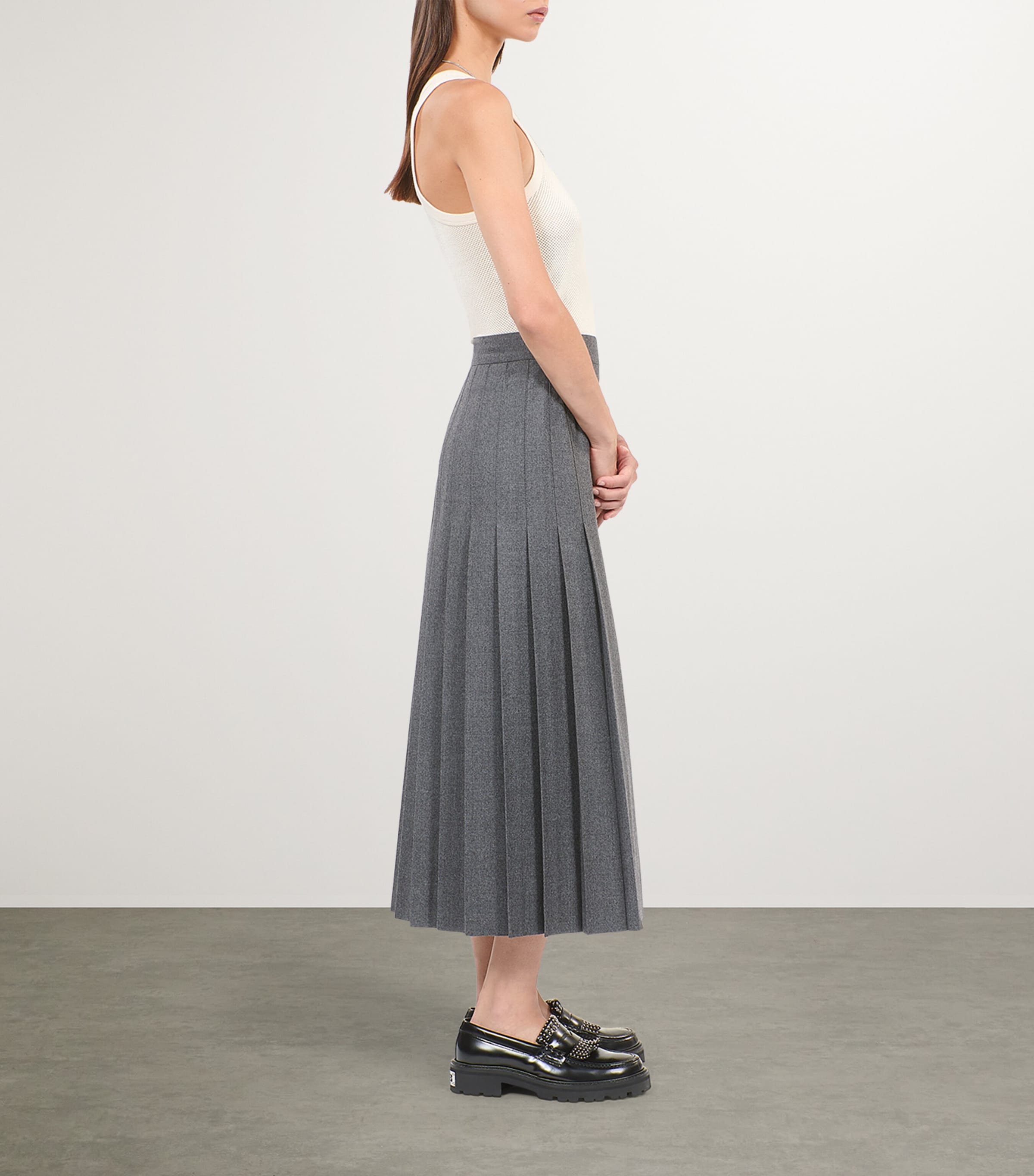 Pleated midi skirt grey best sale