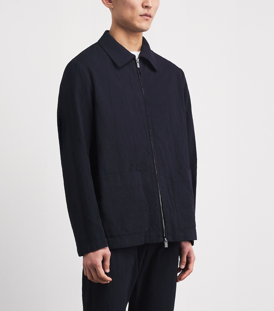 Barena Mens Cotton-Blend Crinkle Overshirt Navy Image 4