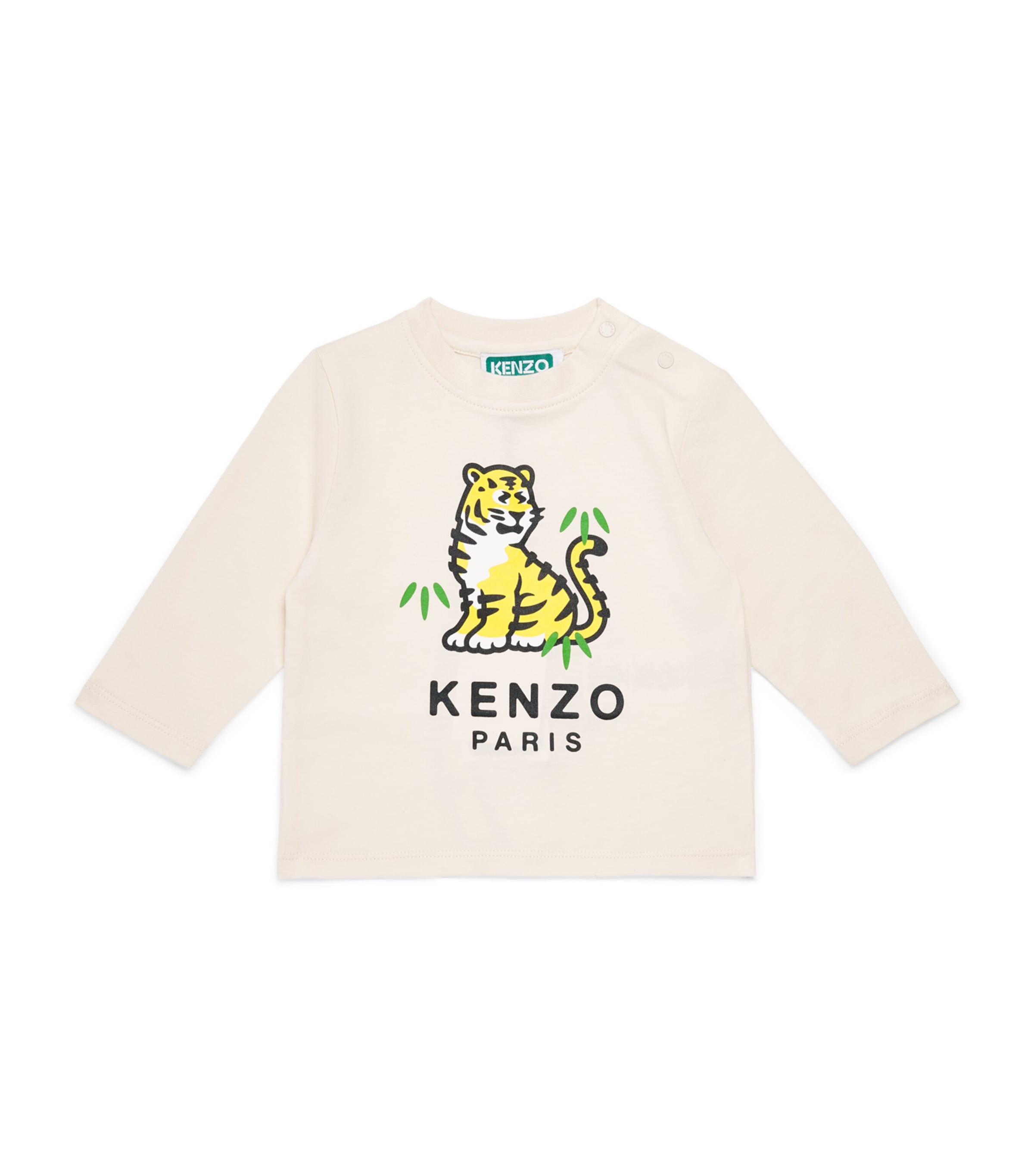Kenzo Kids Cotton Logo T-Shirt (6 Months - 4 Years) Sand Image 1