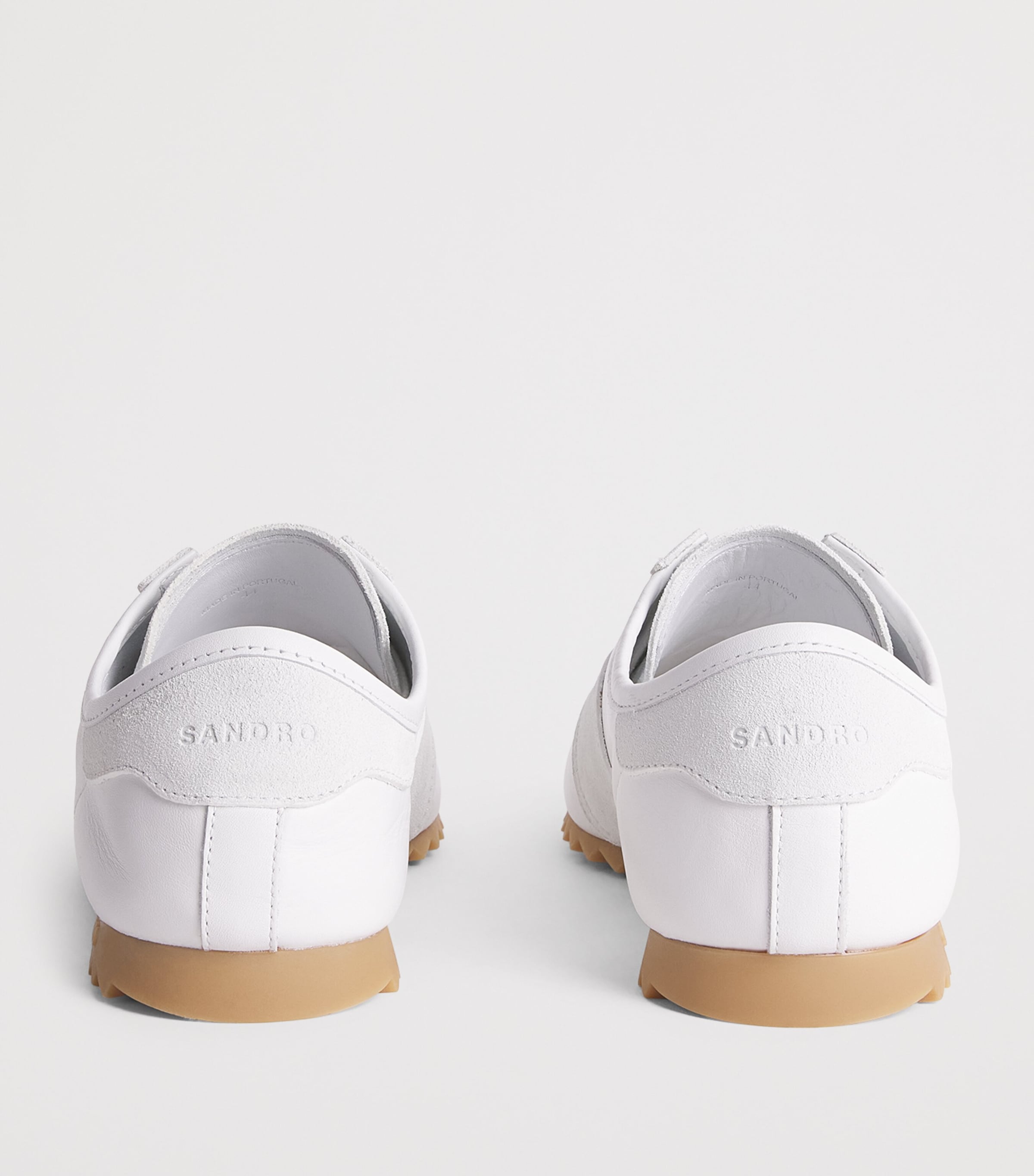Sandro Paris Leather and Suede Low-Top Sneakers White Image 5