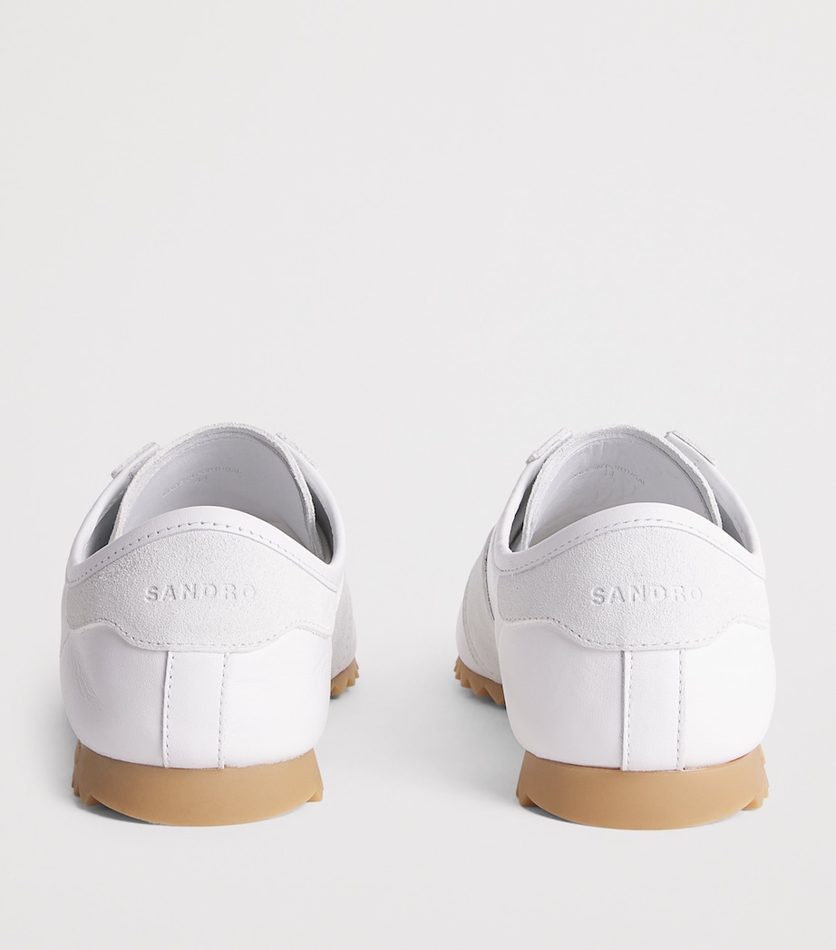 Sandro Paris Leather and Suede Low-Top Sneakers White Image 5