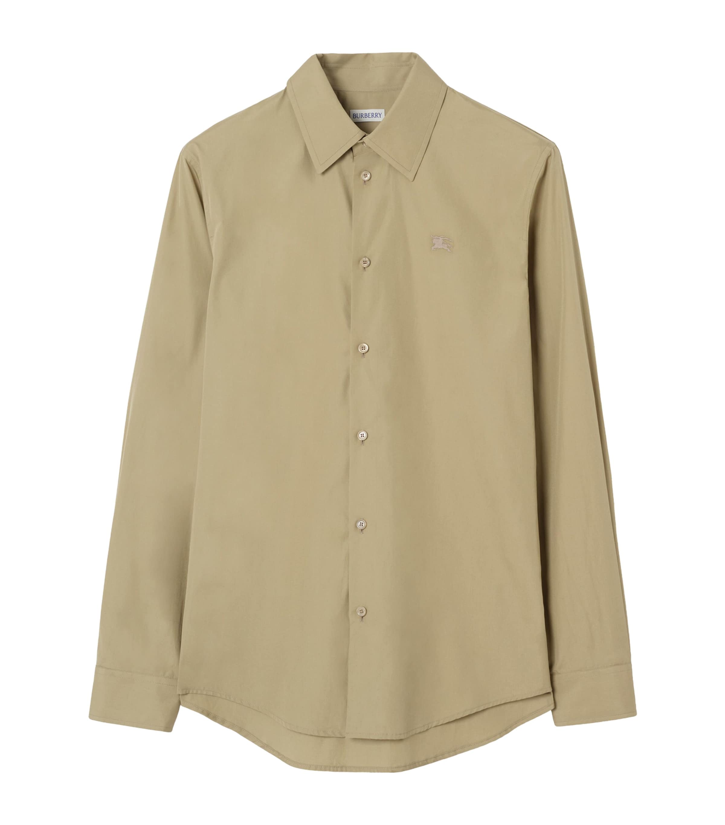 Burberry Mens Cotton Poplin Shirt Sparrow Beige Image 1