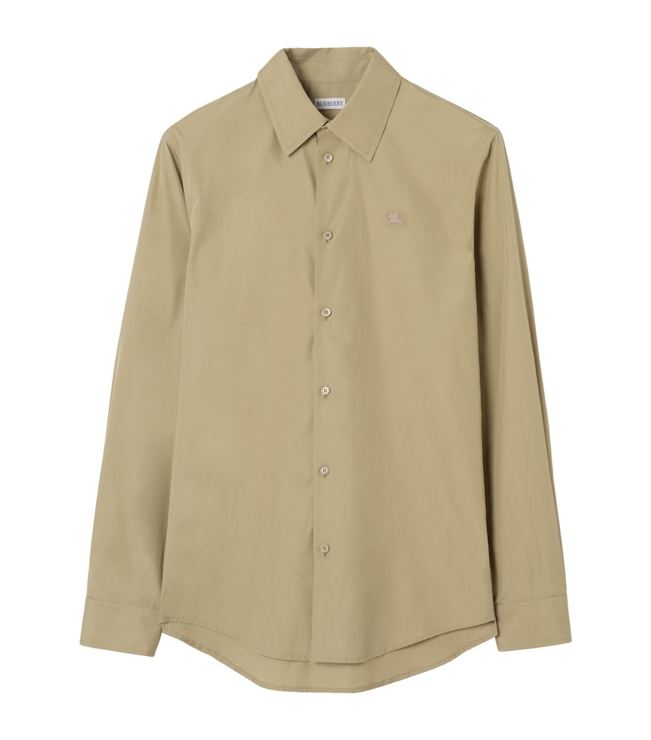 Burberry Mens Cotton Poplin Shirt Sparrow Beige Image 1
