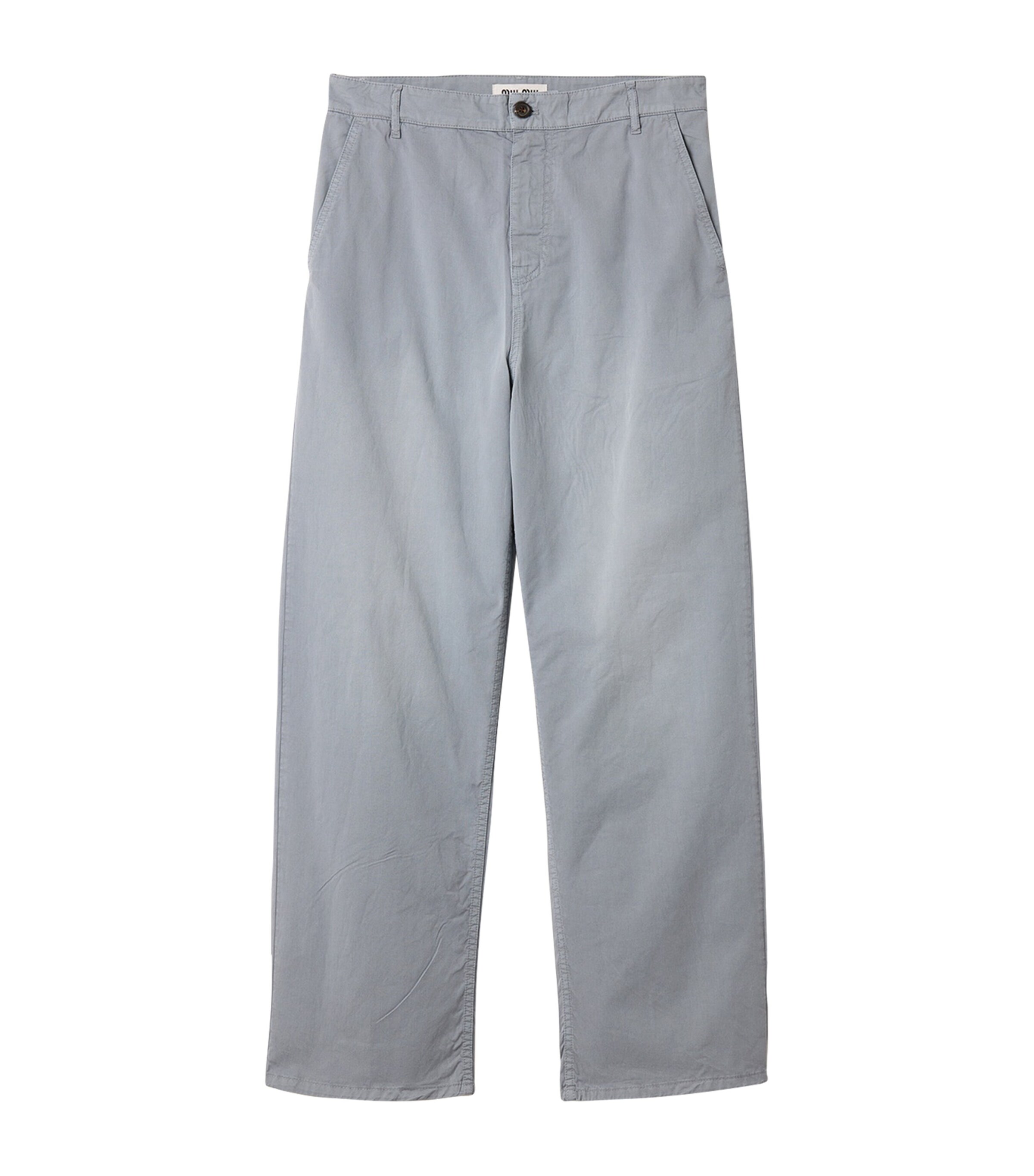 Miu Miu Womens Cotton Straight-Leg Trousers Gold/silver Image 1